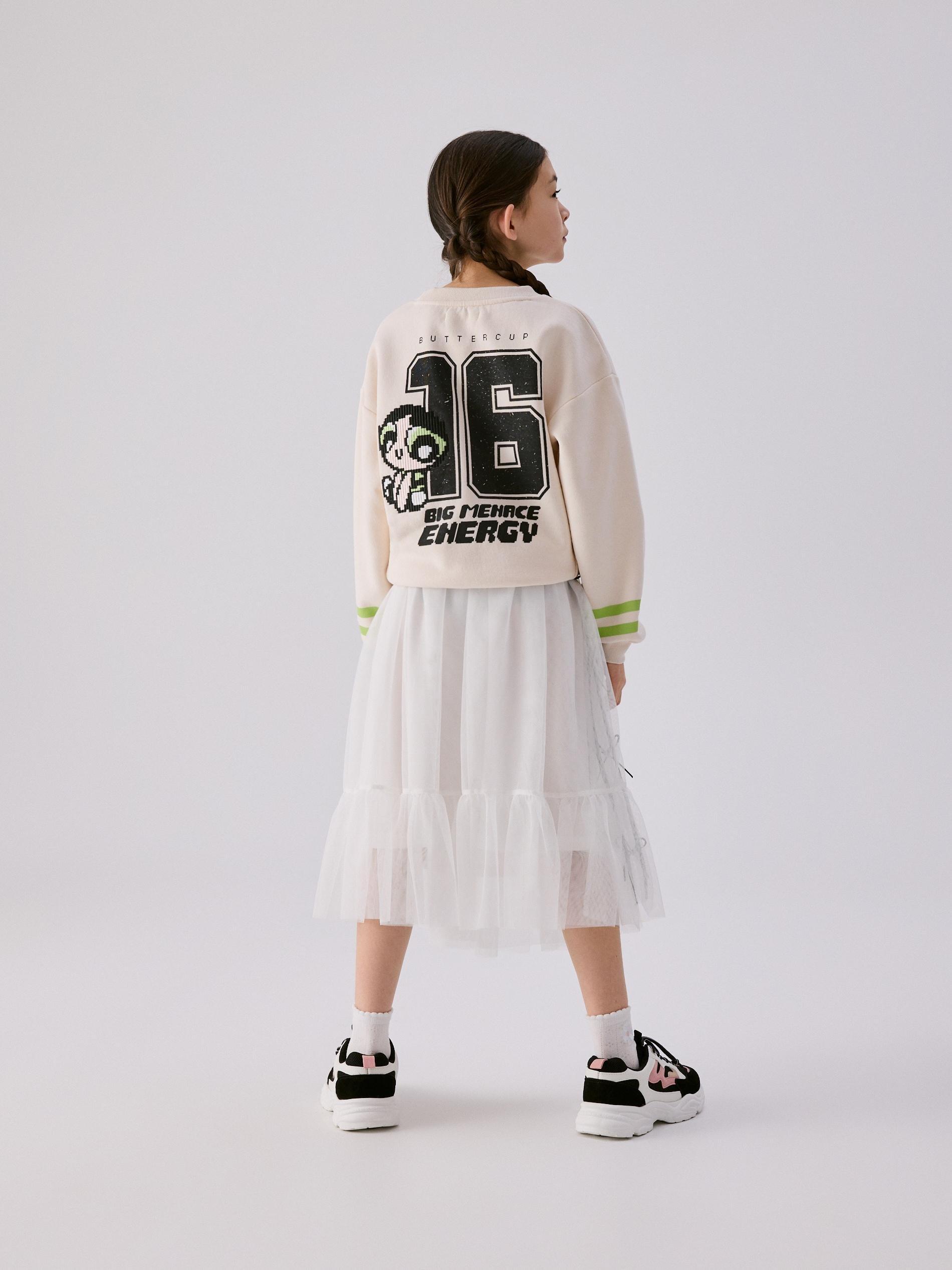 Cream Tulle Skirt With Bows, Ivory, medium