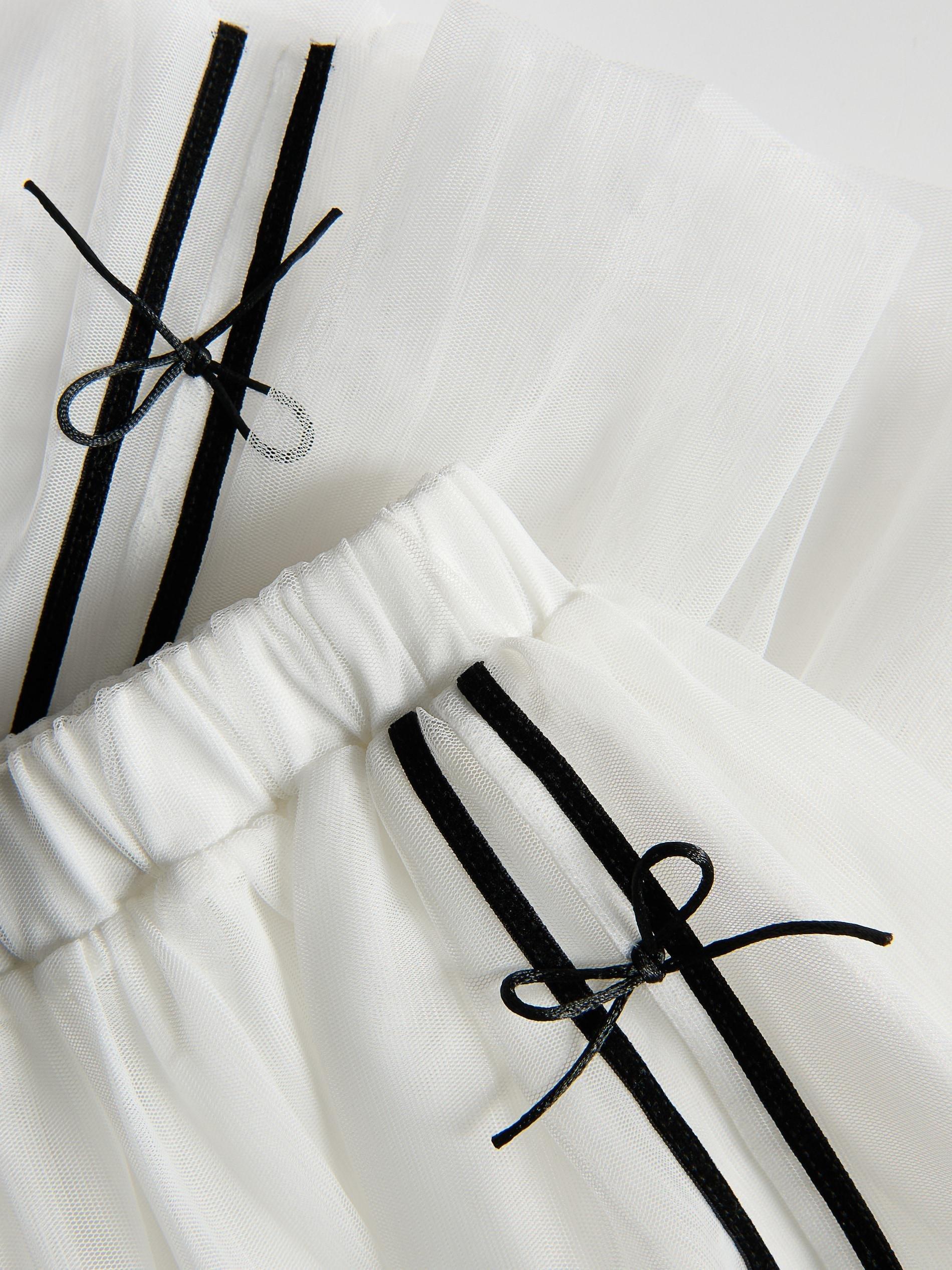 Cream Tulle Skirt With Bows, Ivory, large image number 4