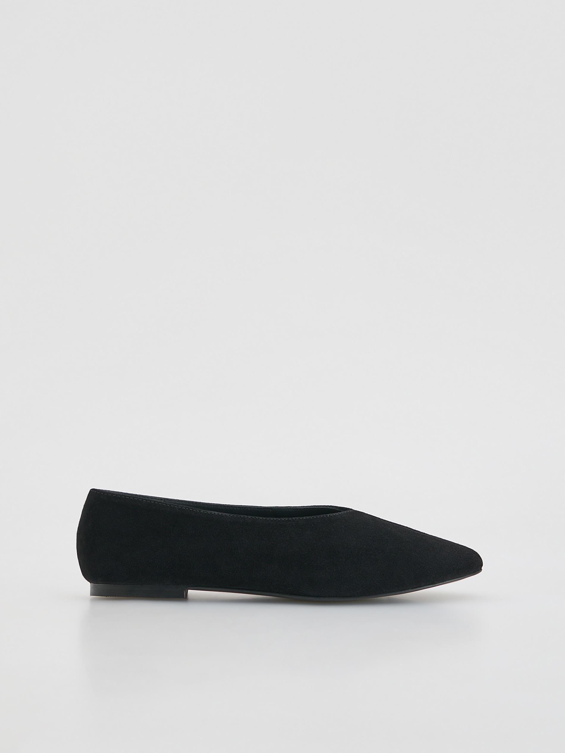 Black Suede Ballerinas, Black, medium