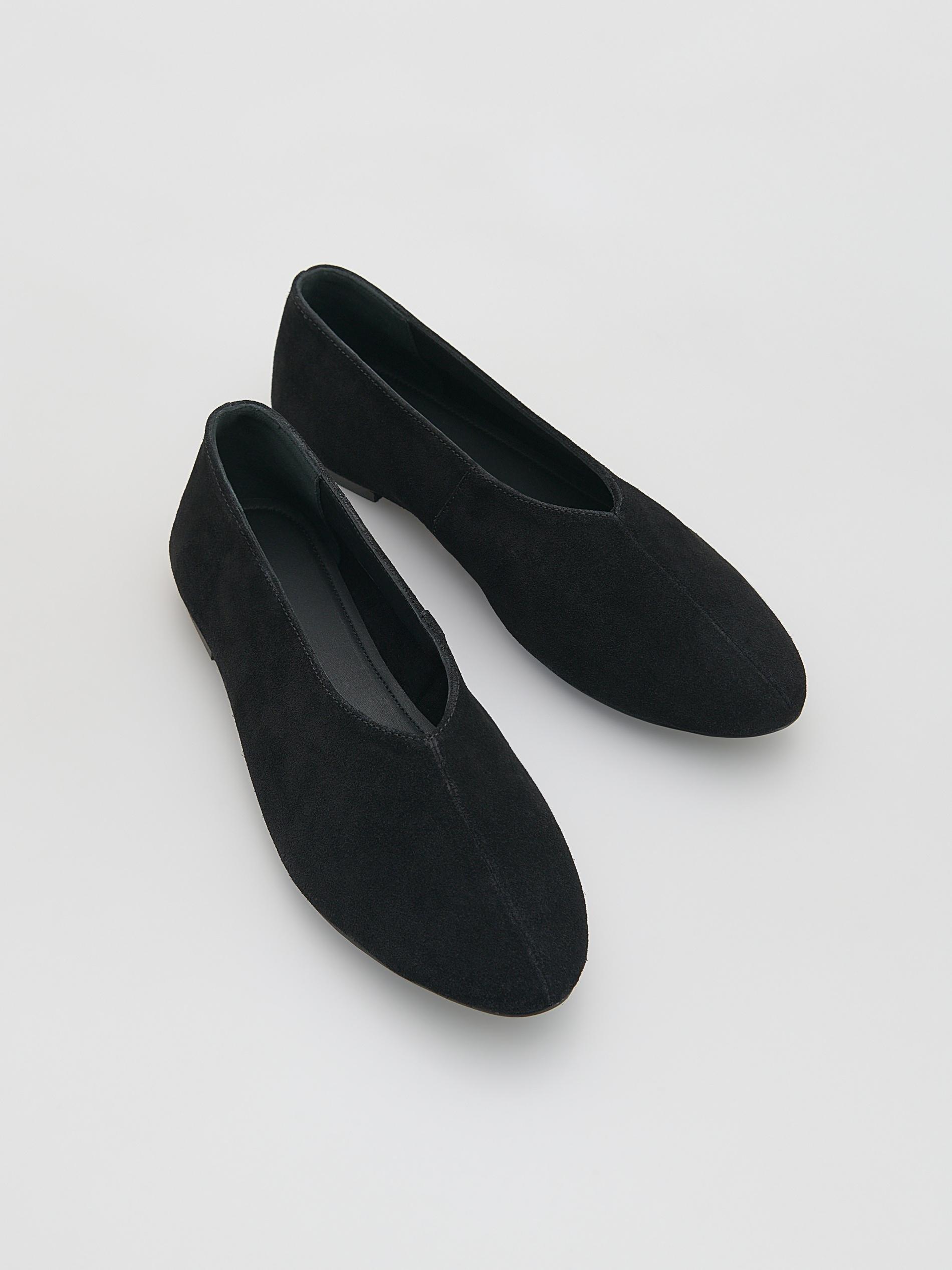 Black Suede Ballerinas, Black, medium