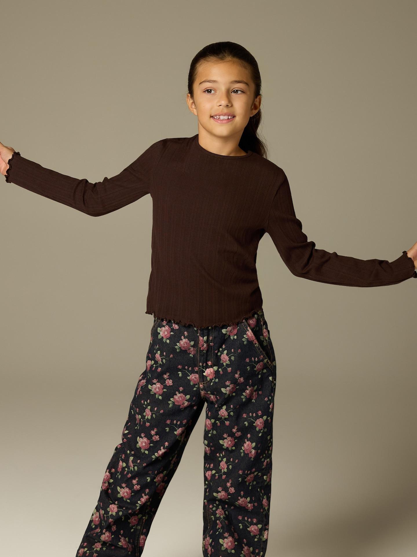 Brown Rib Knit Top, Brown, medium