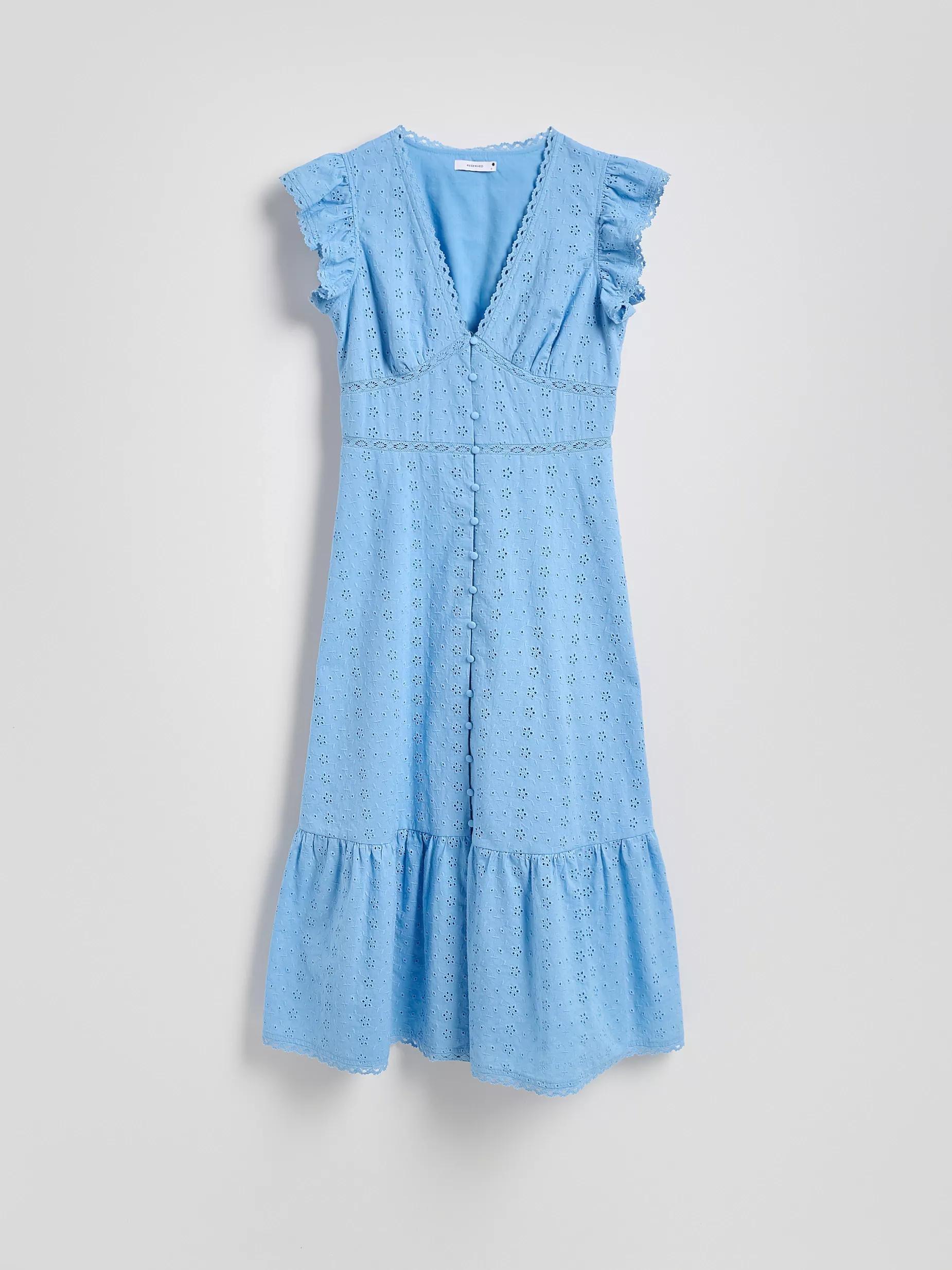 Blue Dress With Ruffles And High Cotton Content, , large image number 5