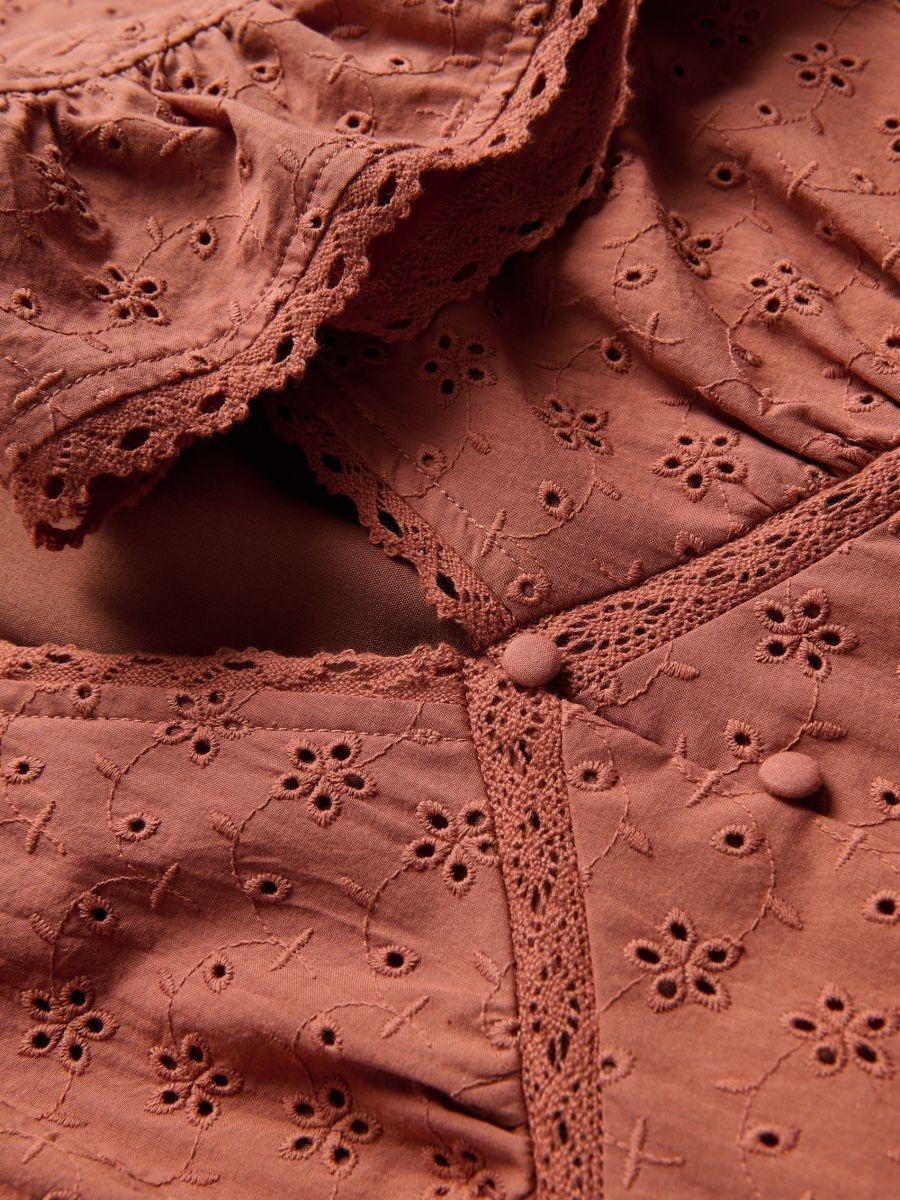 Brown Dress With Ruffles And High Cotton Content, , large image number 1