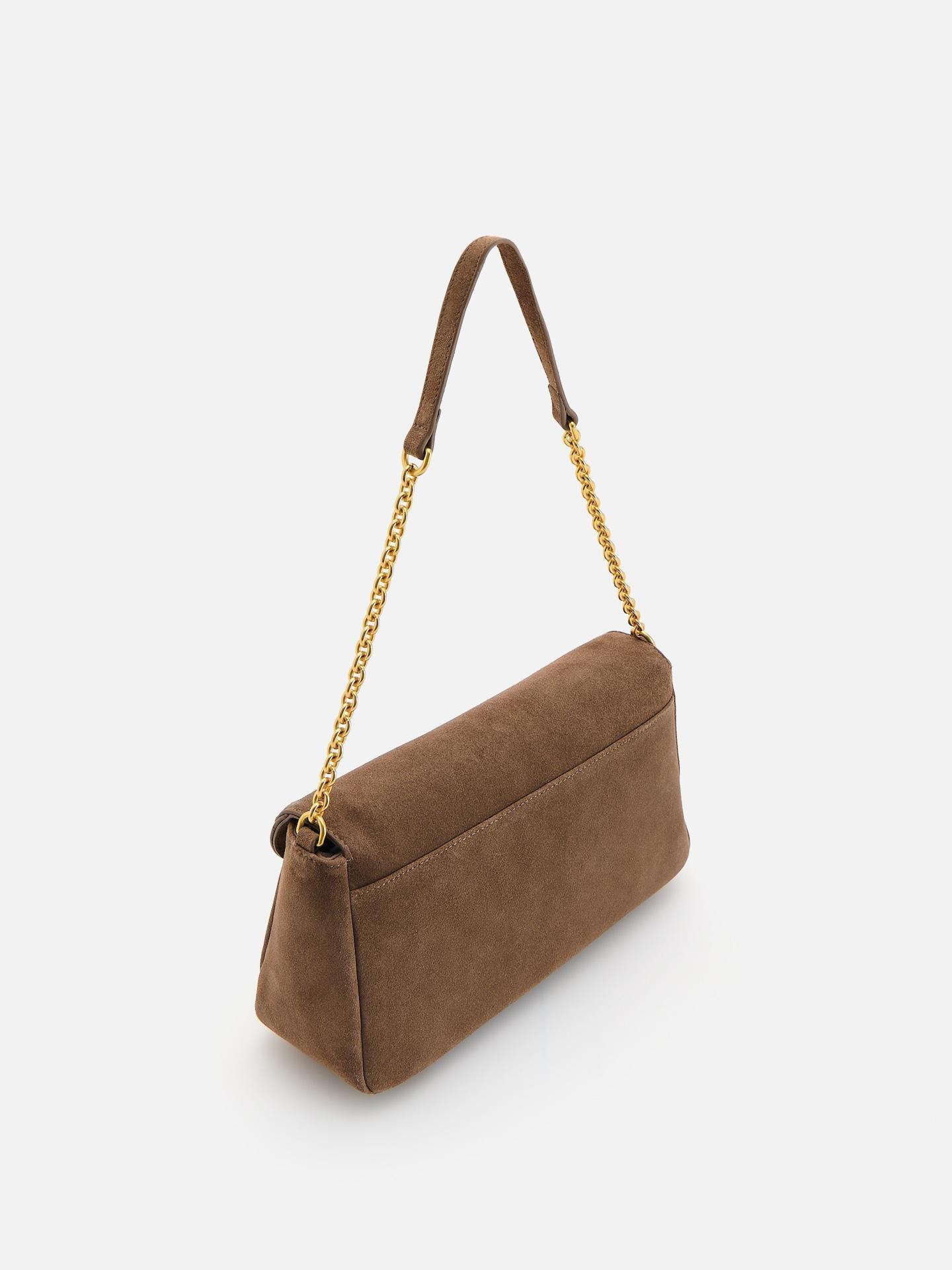 Beige Suede Shoulder Bag, Beige, large image number 1