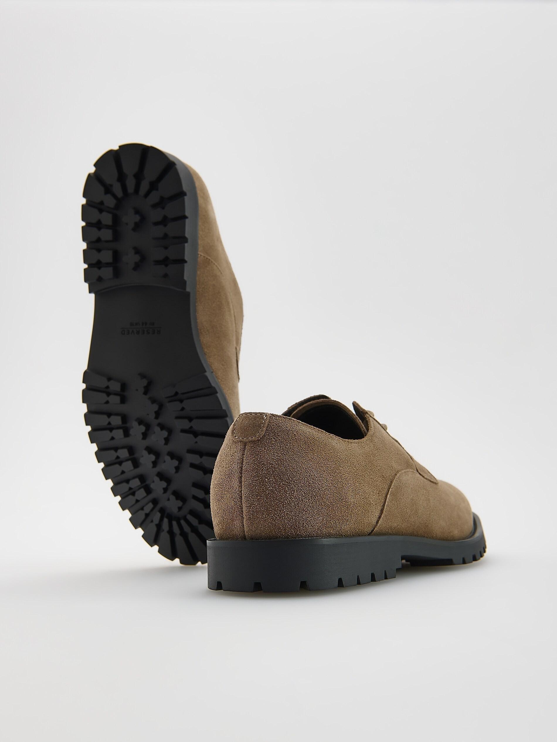 Beige Leather Derby Shoes, Beige, large image number 2