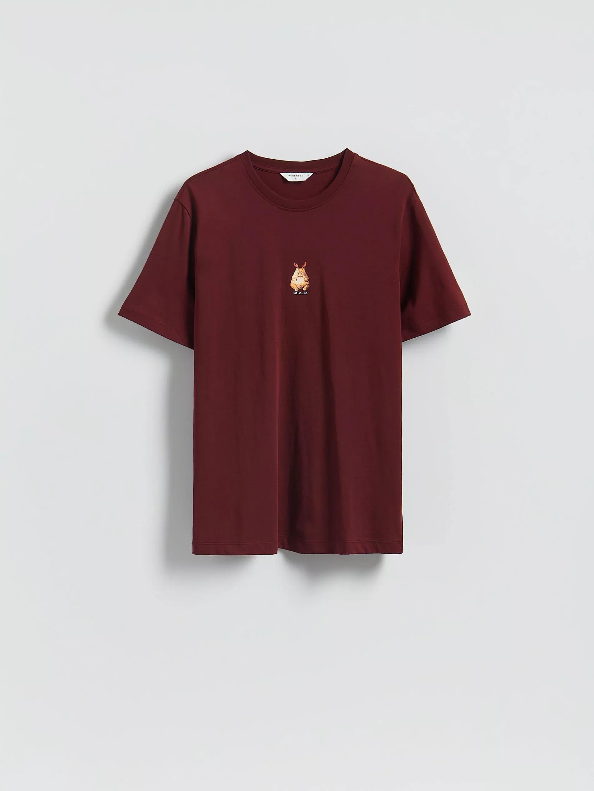 Maroon T-Shirt With Christmas Appliqu&oslash;&pound;&Acirc;&copy;, Burgundy, large image number 0