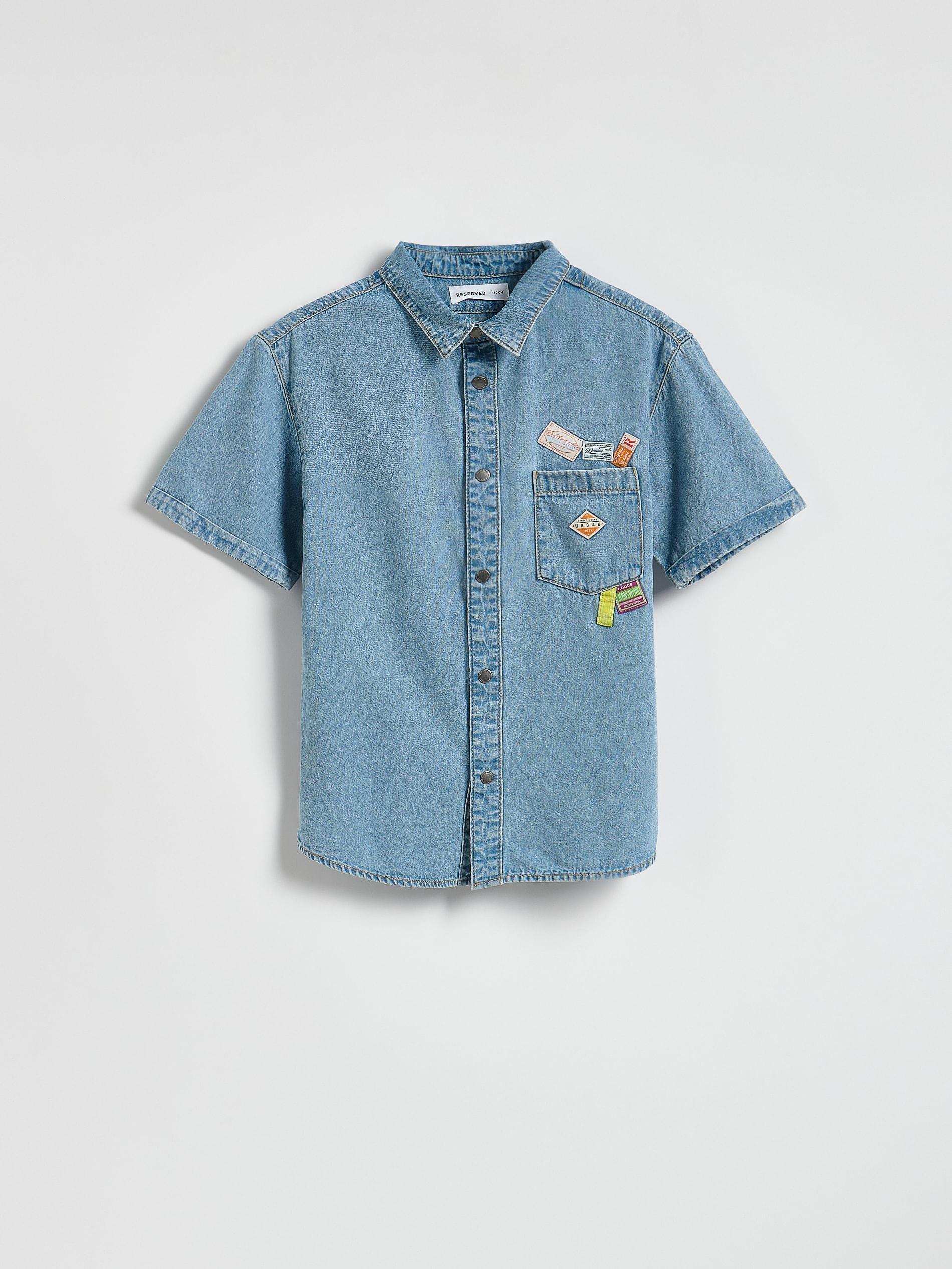 Blue Oversized Denim Shirt, Blue, large image number 0