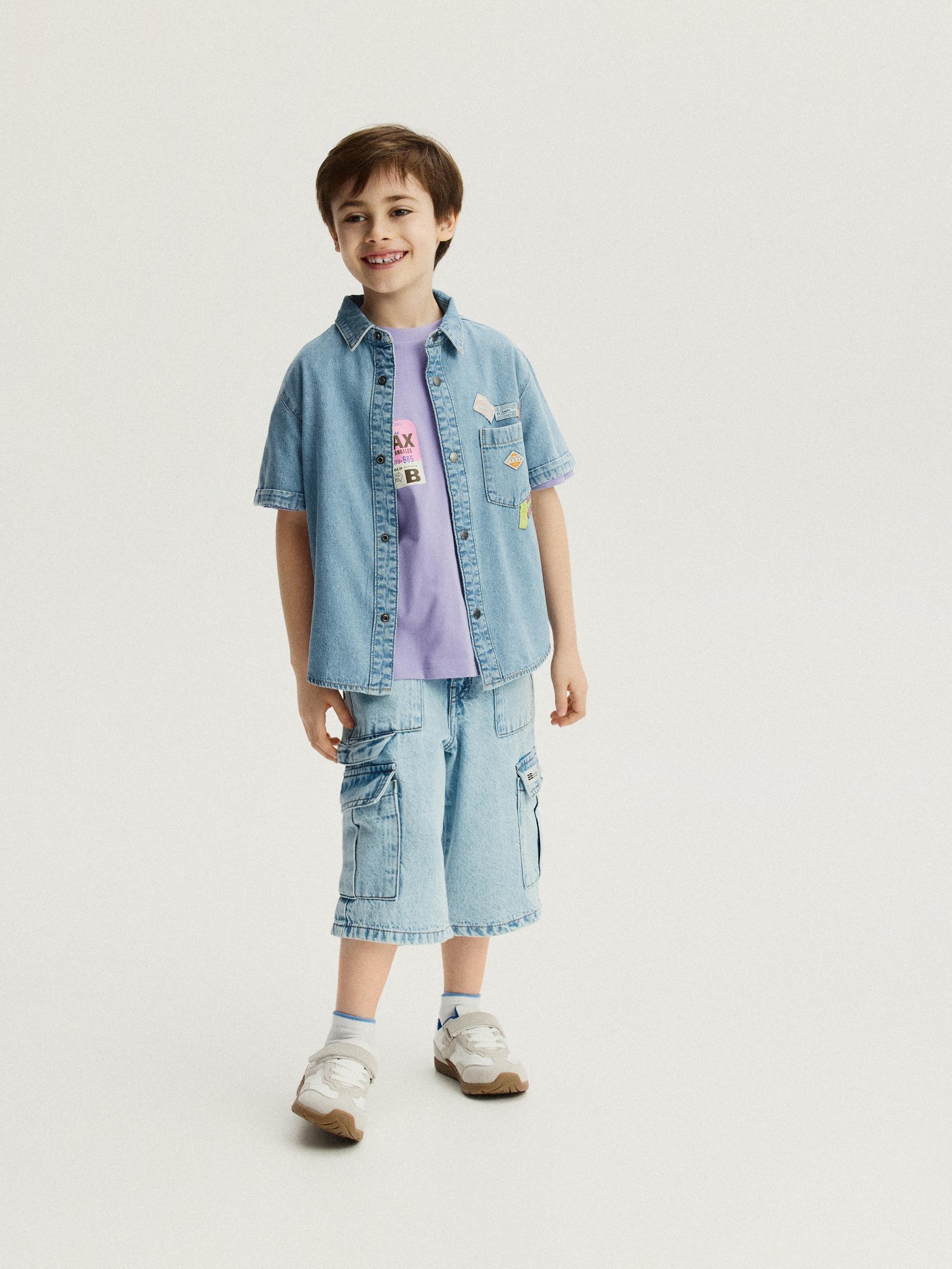 Blue Oversized Denim Shirt, Blue, large image number 2