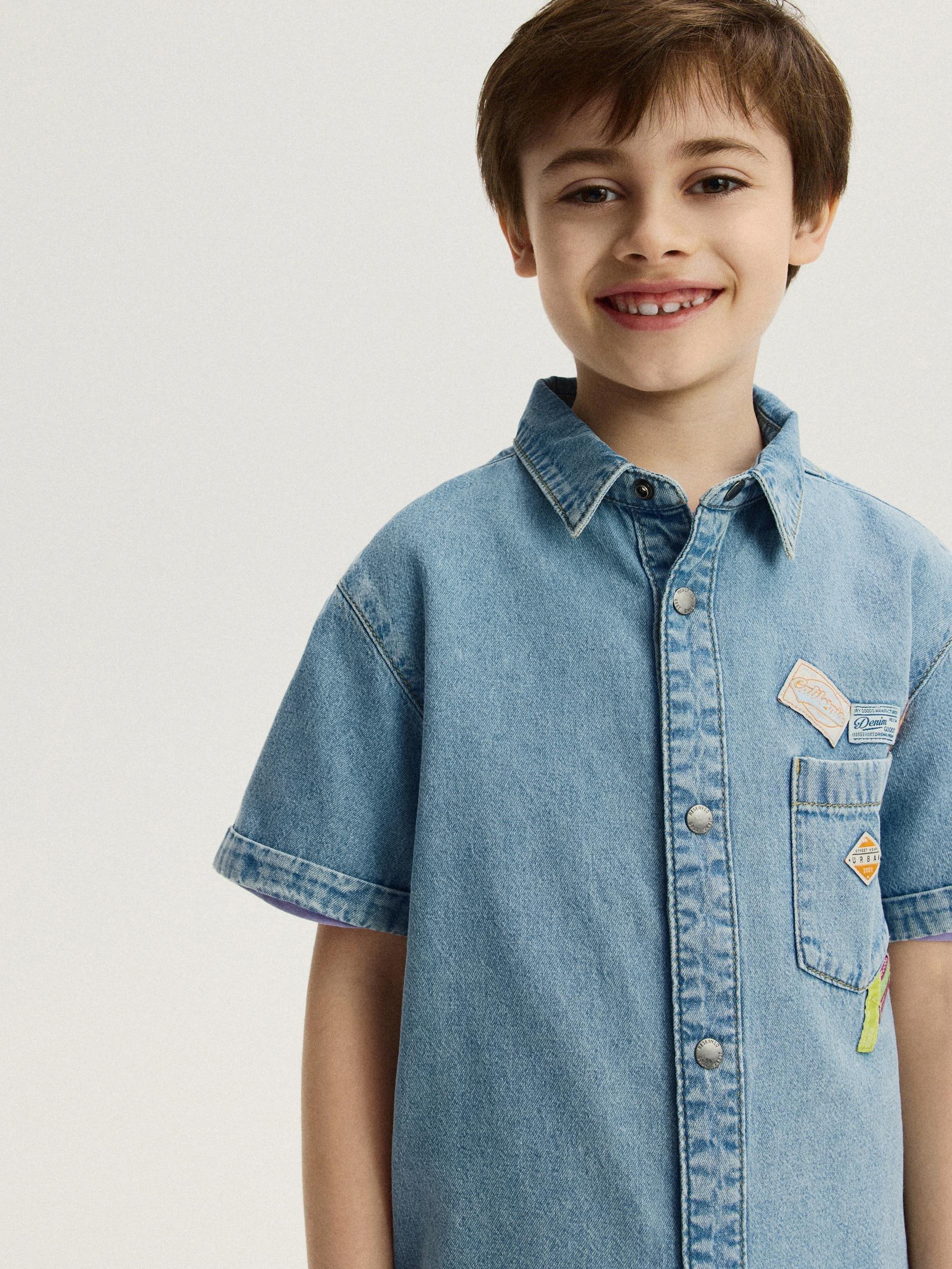 Blue Oversized Denim Shirt, Blue, large image number 3