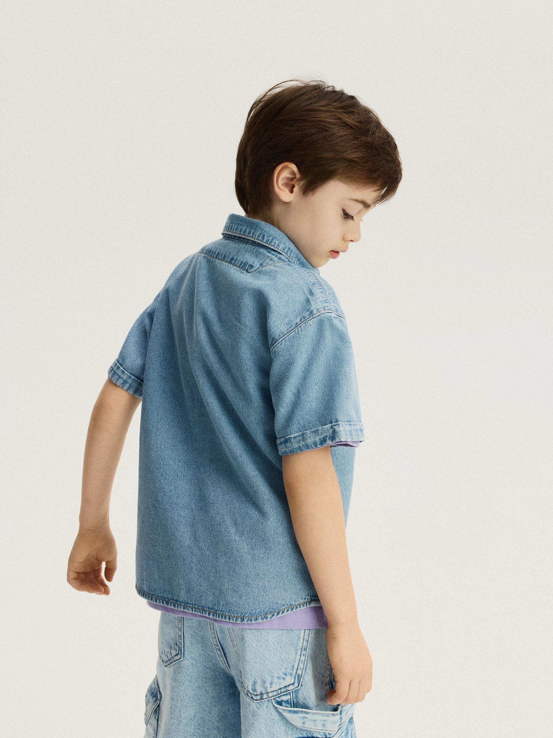 Blue Oversized Denim Shirt, Blue, large image number 4