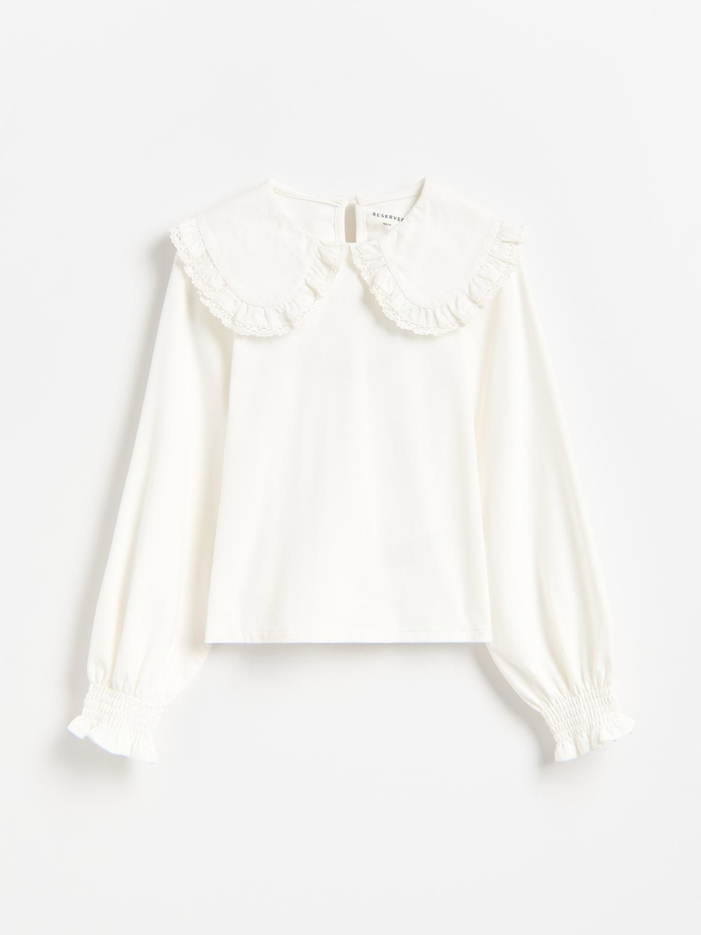 Cream T-Shirt With Collar, Ivory, medium