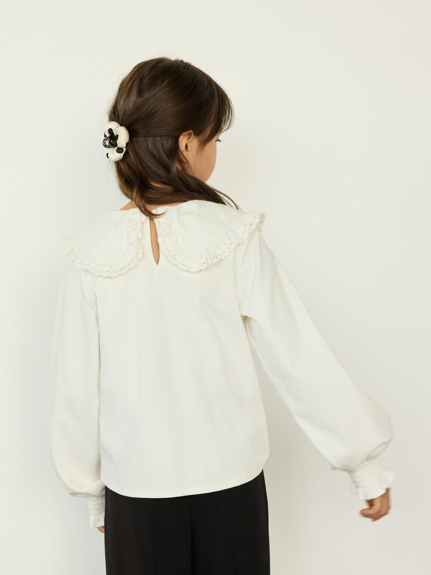 Cream T-Shirt With Collar, Ivory, large image number 4