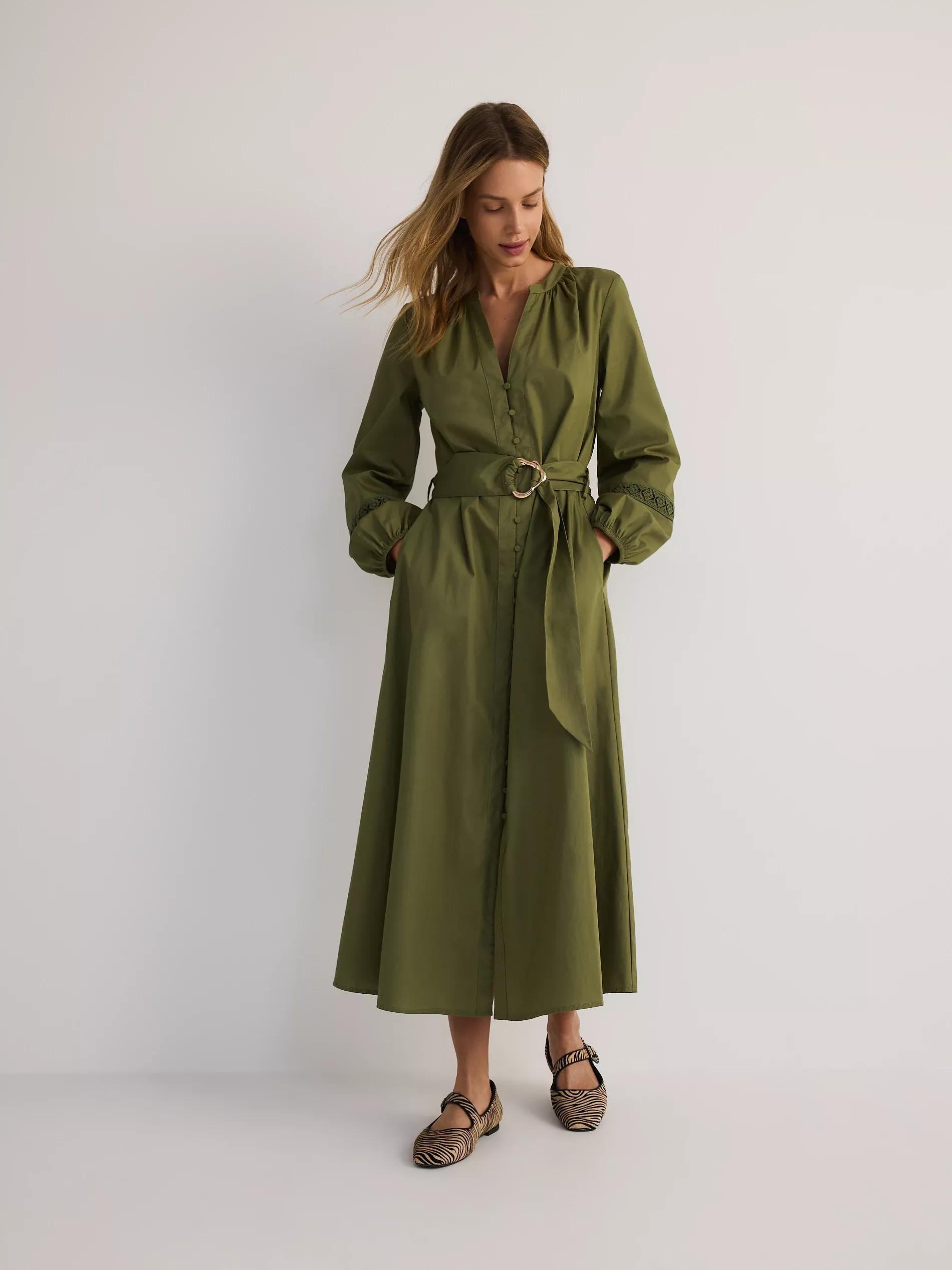 Green Chain Belt Dress, Green, medium