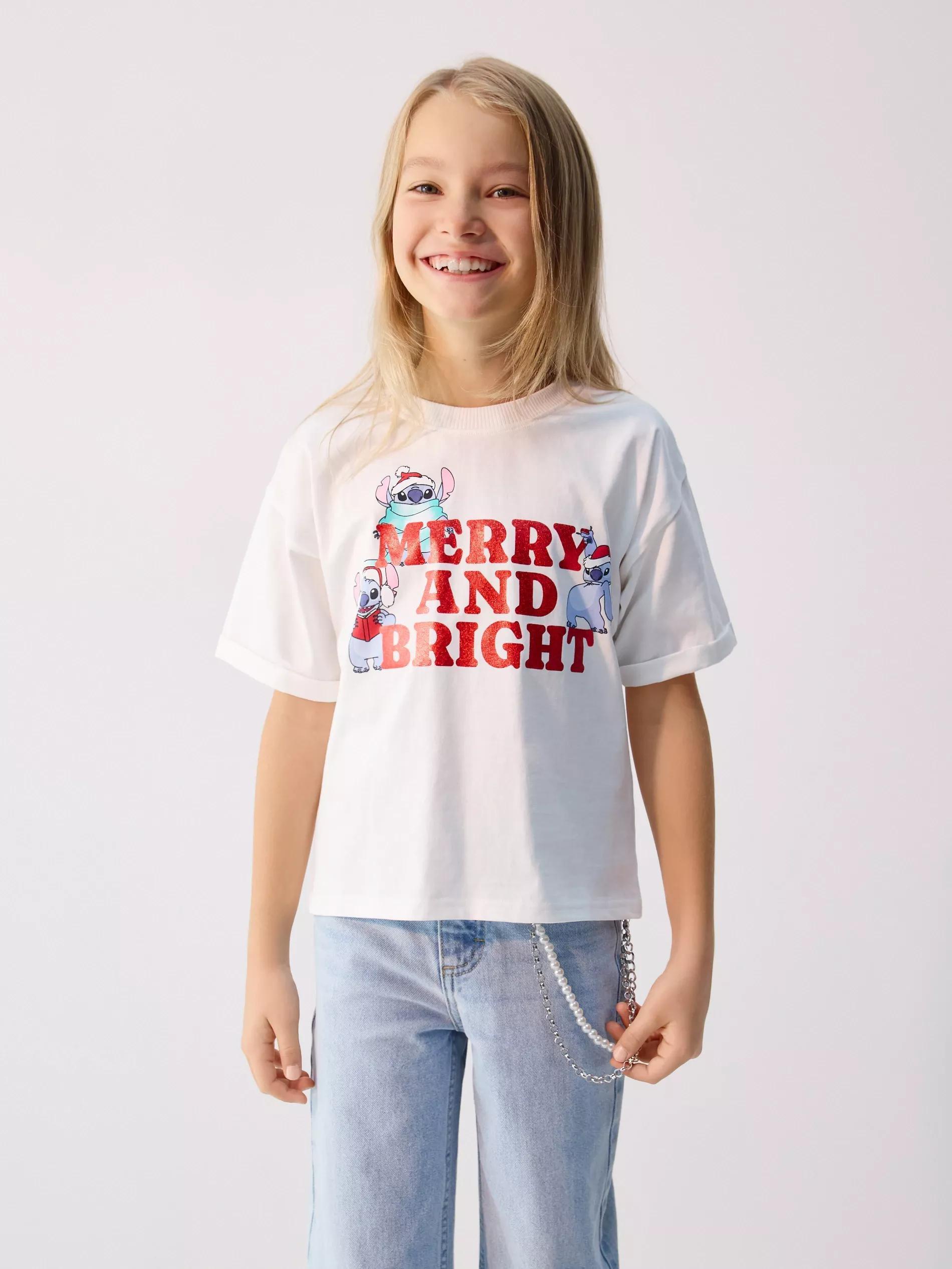 GIRLS` T-SHIR T CREAM, Ivory, medium