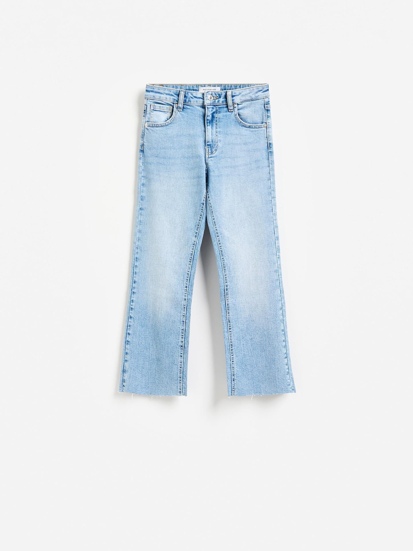 Blue Cropped Flare Jeans, Blue, medium