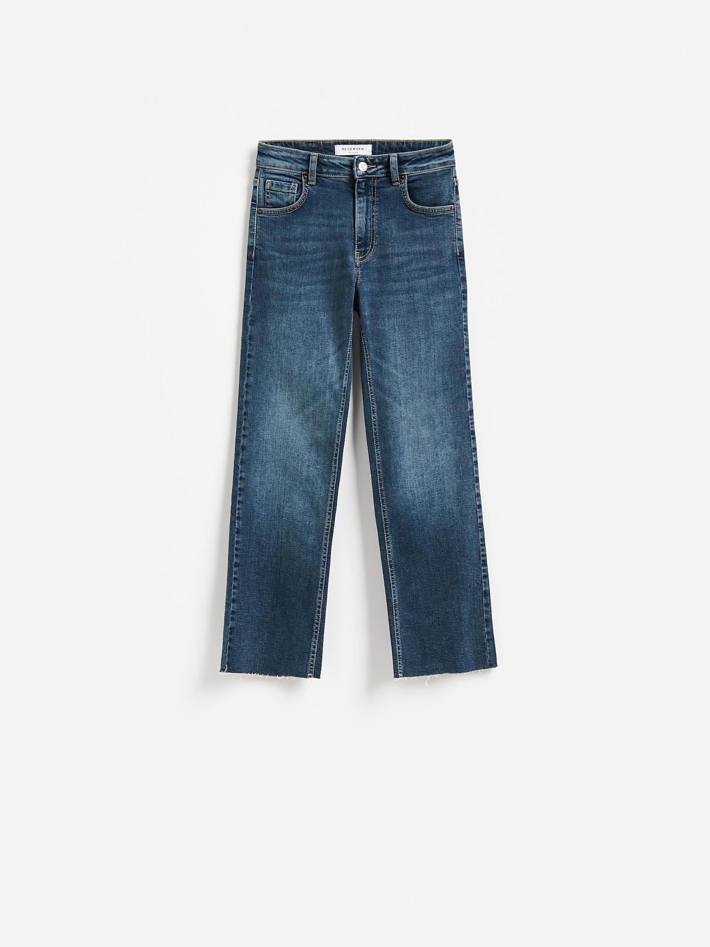 Navy Cropped Flare Jeans, Blue, large image number 0
