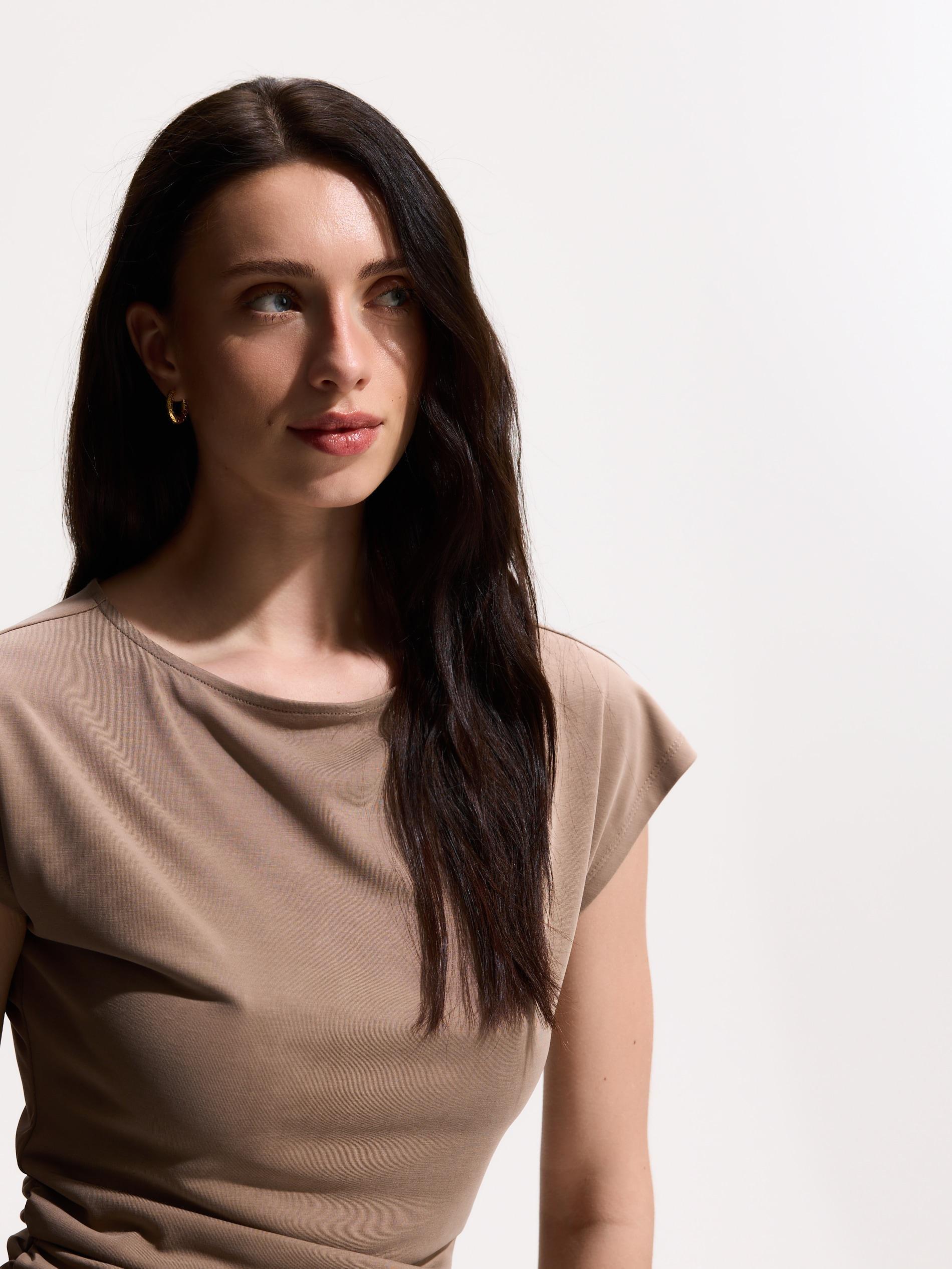Beige Modal Blend T-Shirt, Beige, large image number 1