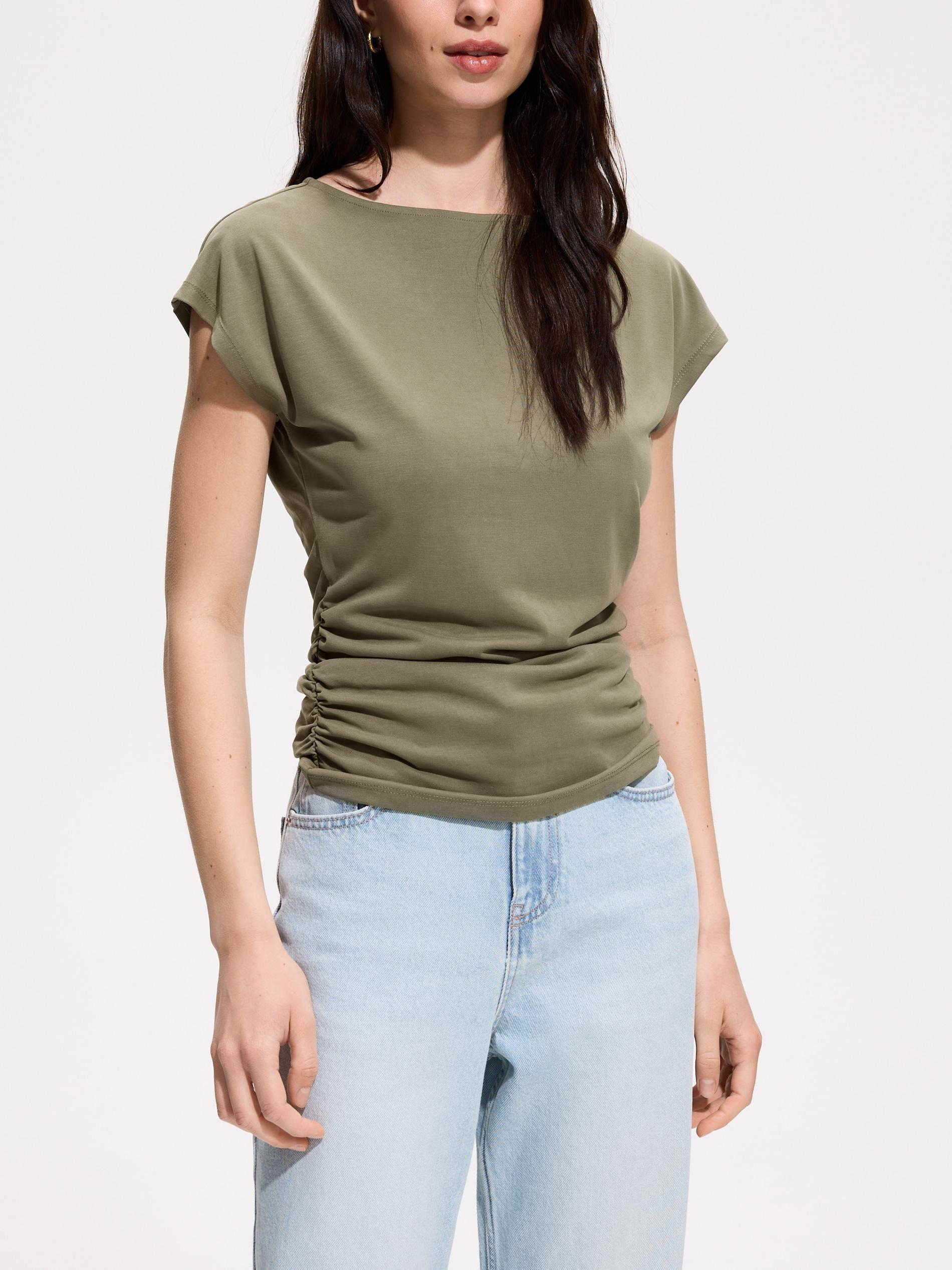 Green Modal Blend T-Shirt, Khaki, medium