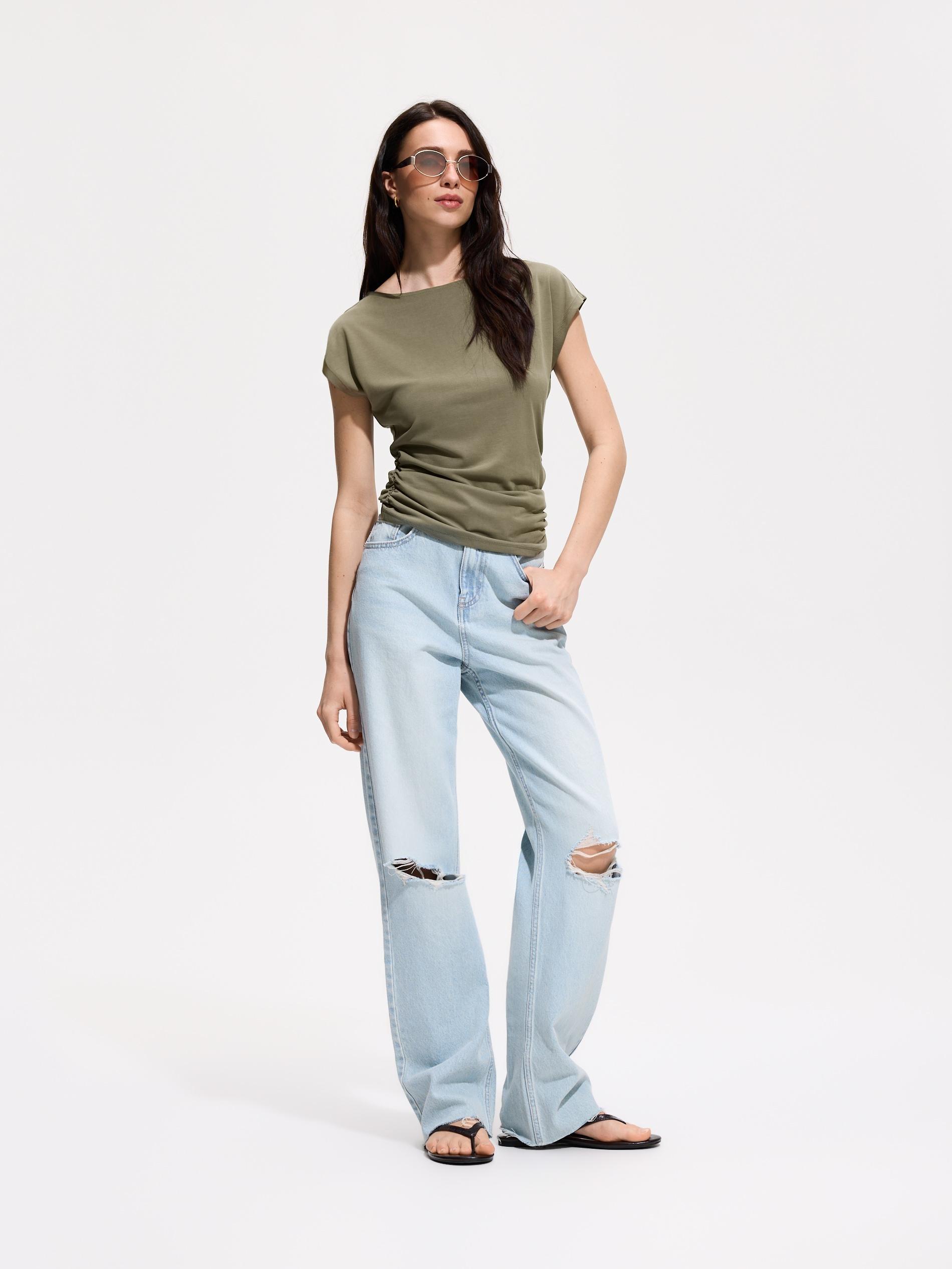 Green Modal Blend T-Shirt, Khaki, large image number 1