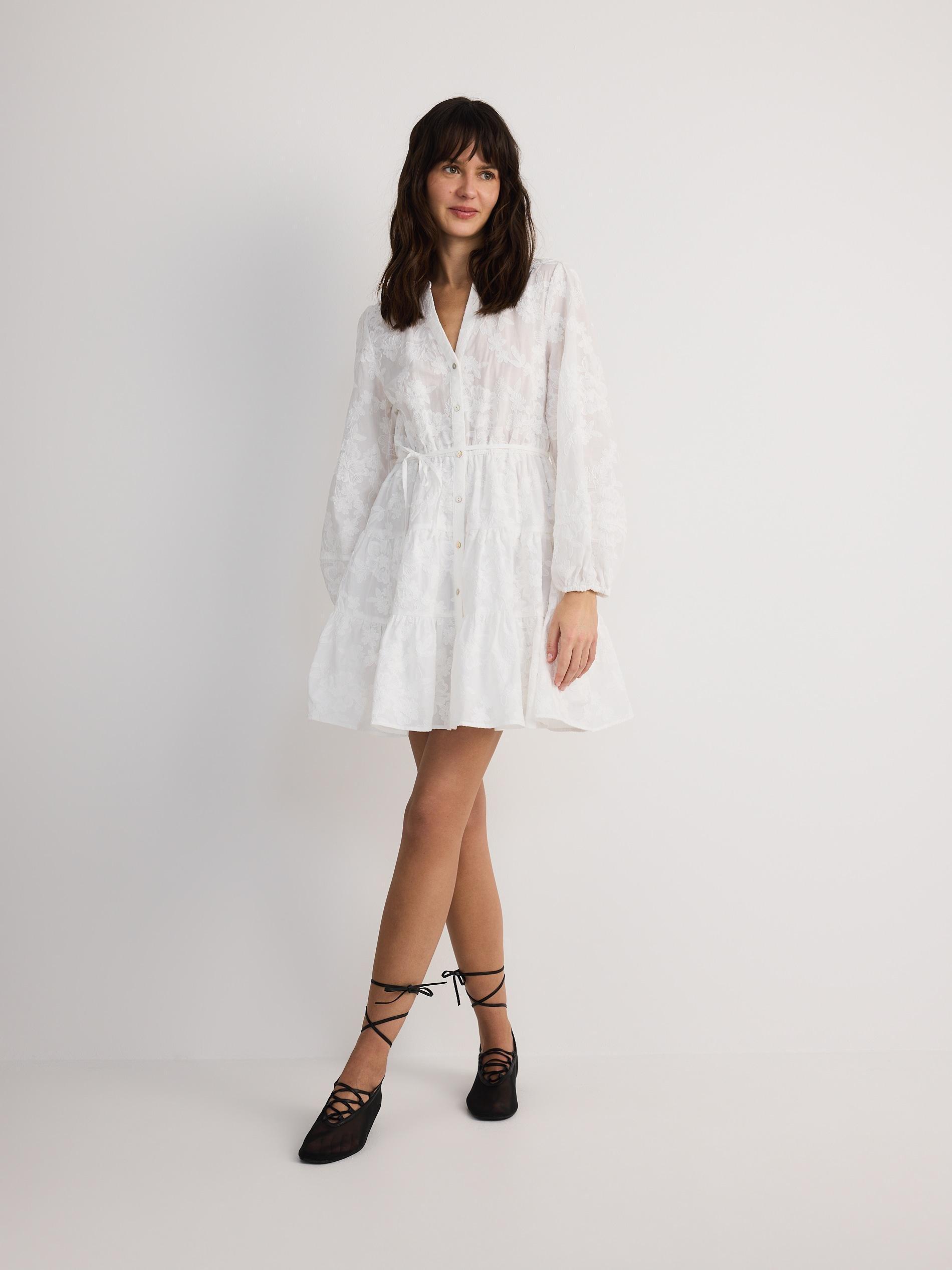 White Cotton Rich Mini Dress, , large image number 0