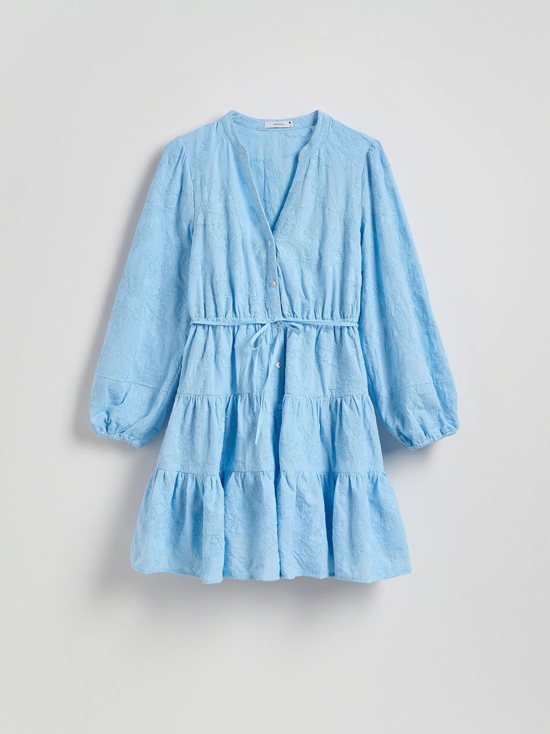 Blue Cotton Mini Dress, , large image number 4