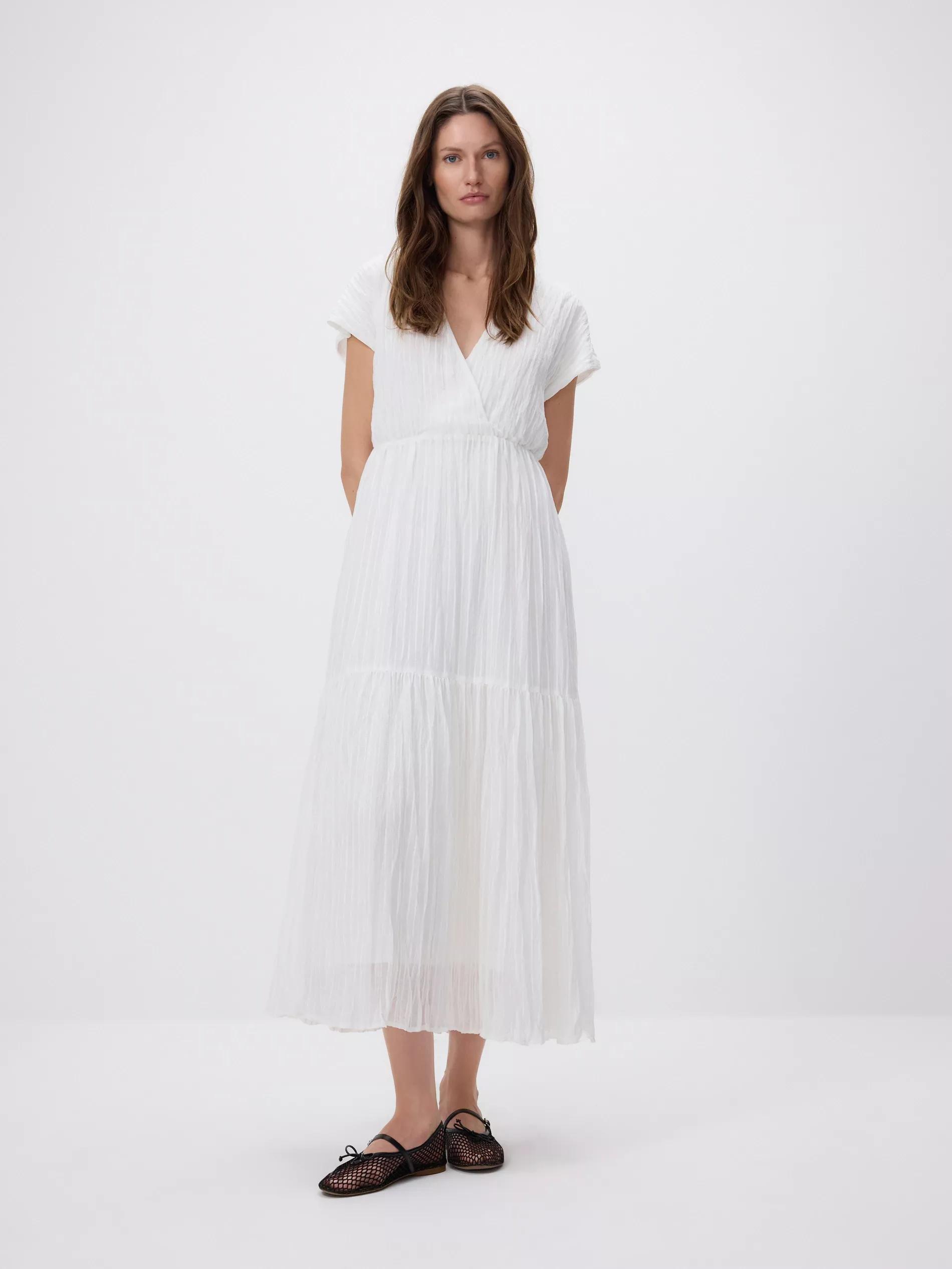 White Dress Made Of Gathered Fabric, , large image number 2