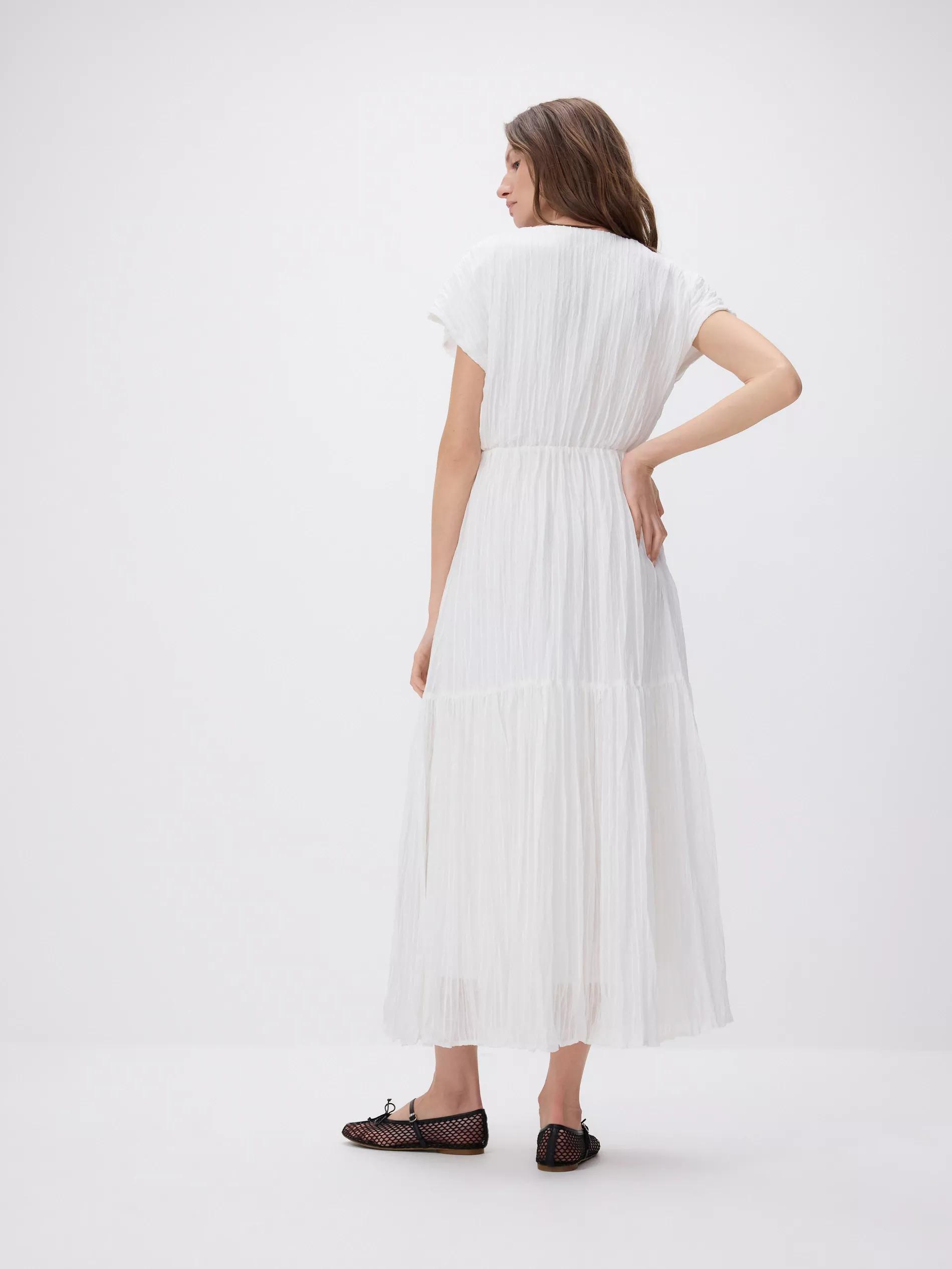 White Dress Made Of Gathered Fabric, , large image number 4