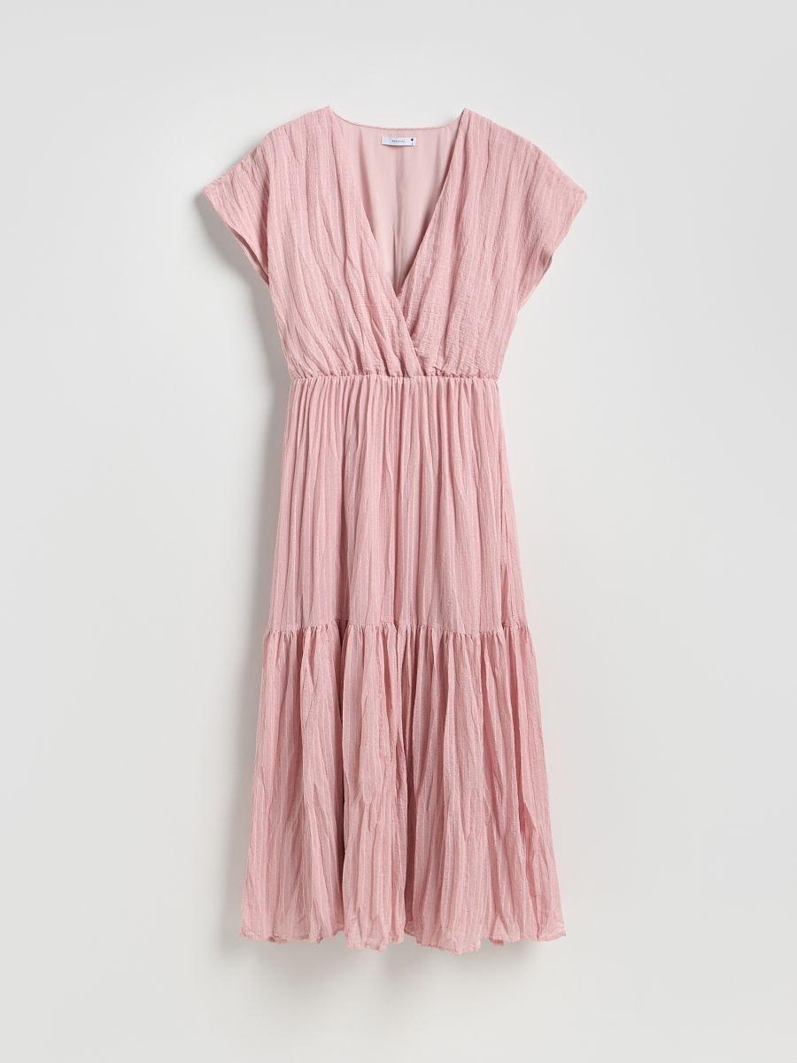 Pink Dress Made Of Gathered Fabric, , medium