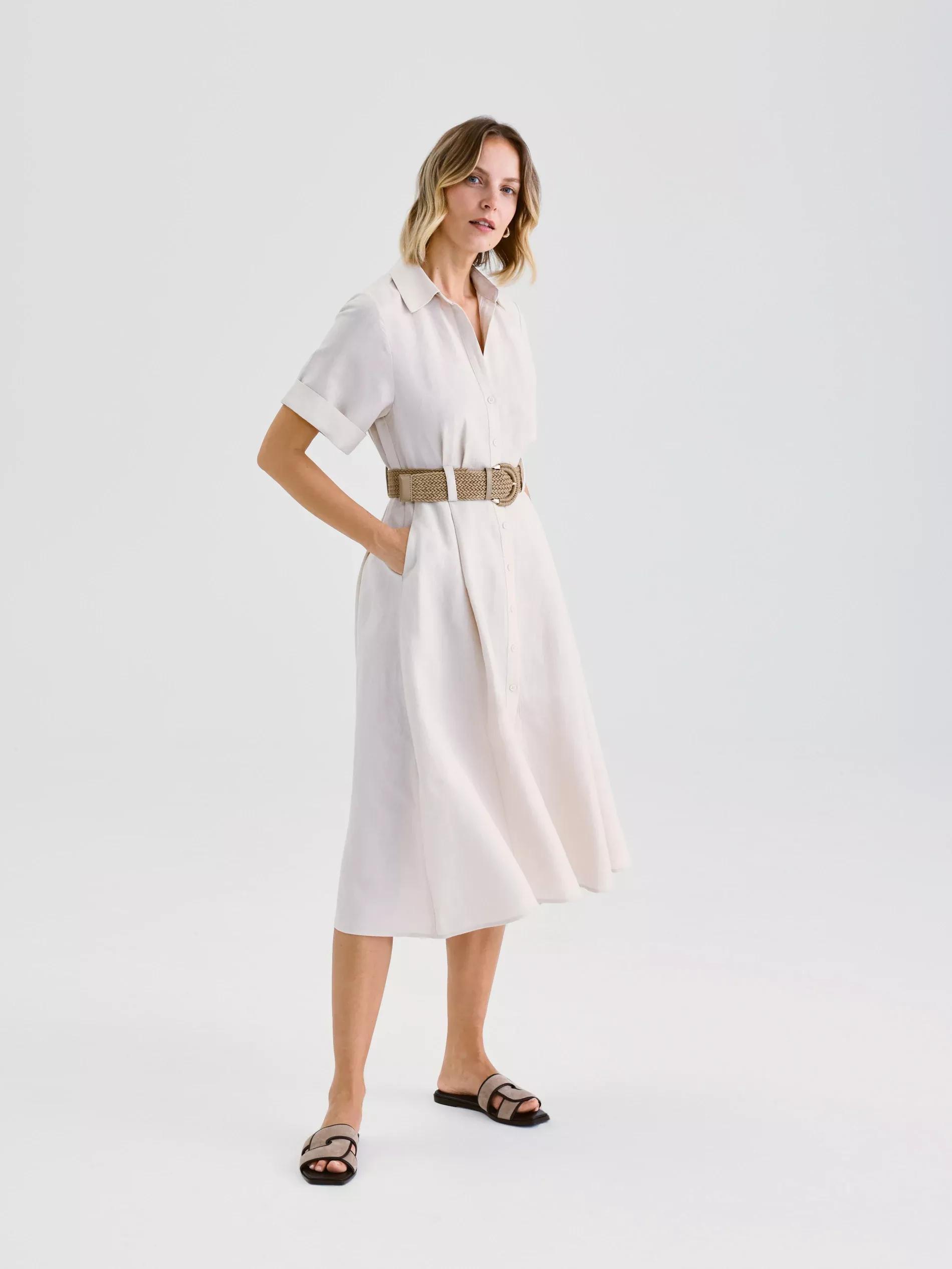 Beige Dress & Belt, , large image number 1
