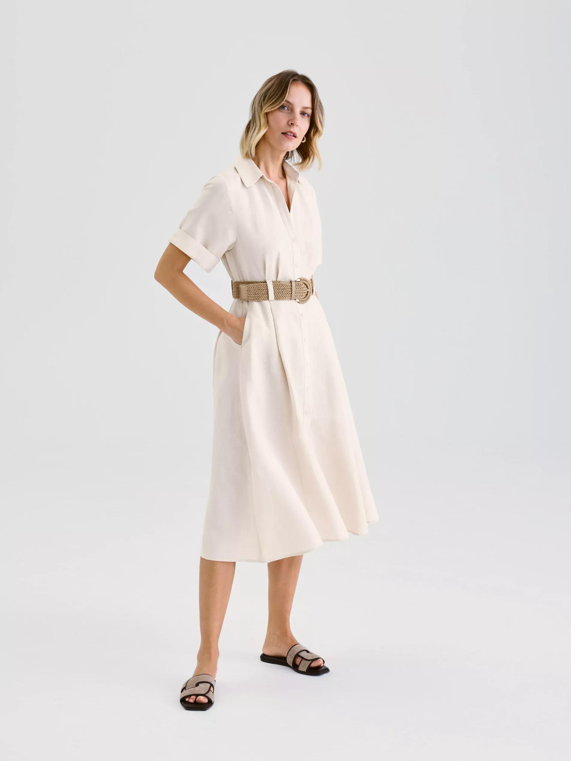 Beige Dress & Belt, Beige, large image number 1