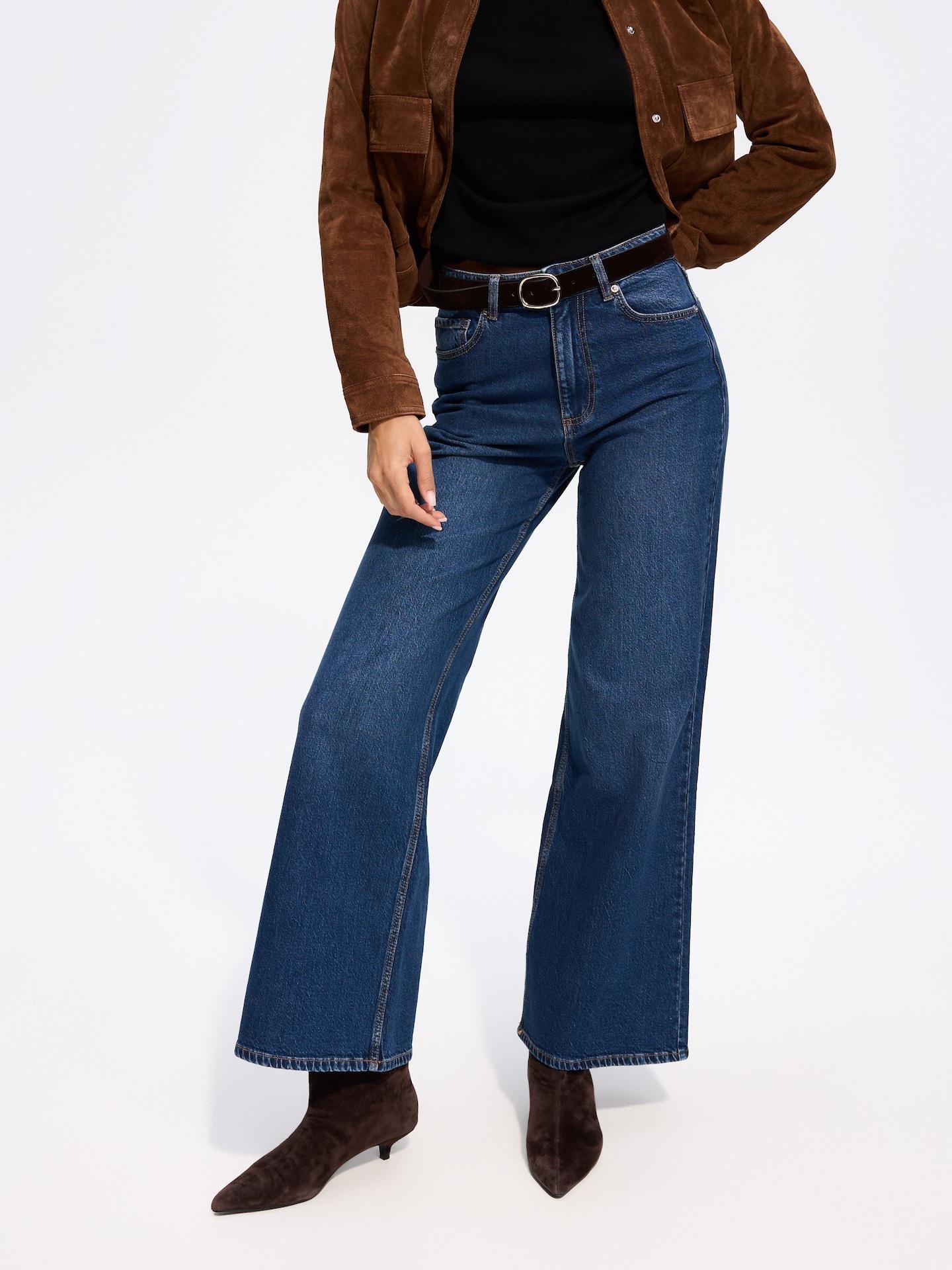 Blue Wide Leg Jeans With Lyocell, Navy, medium