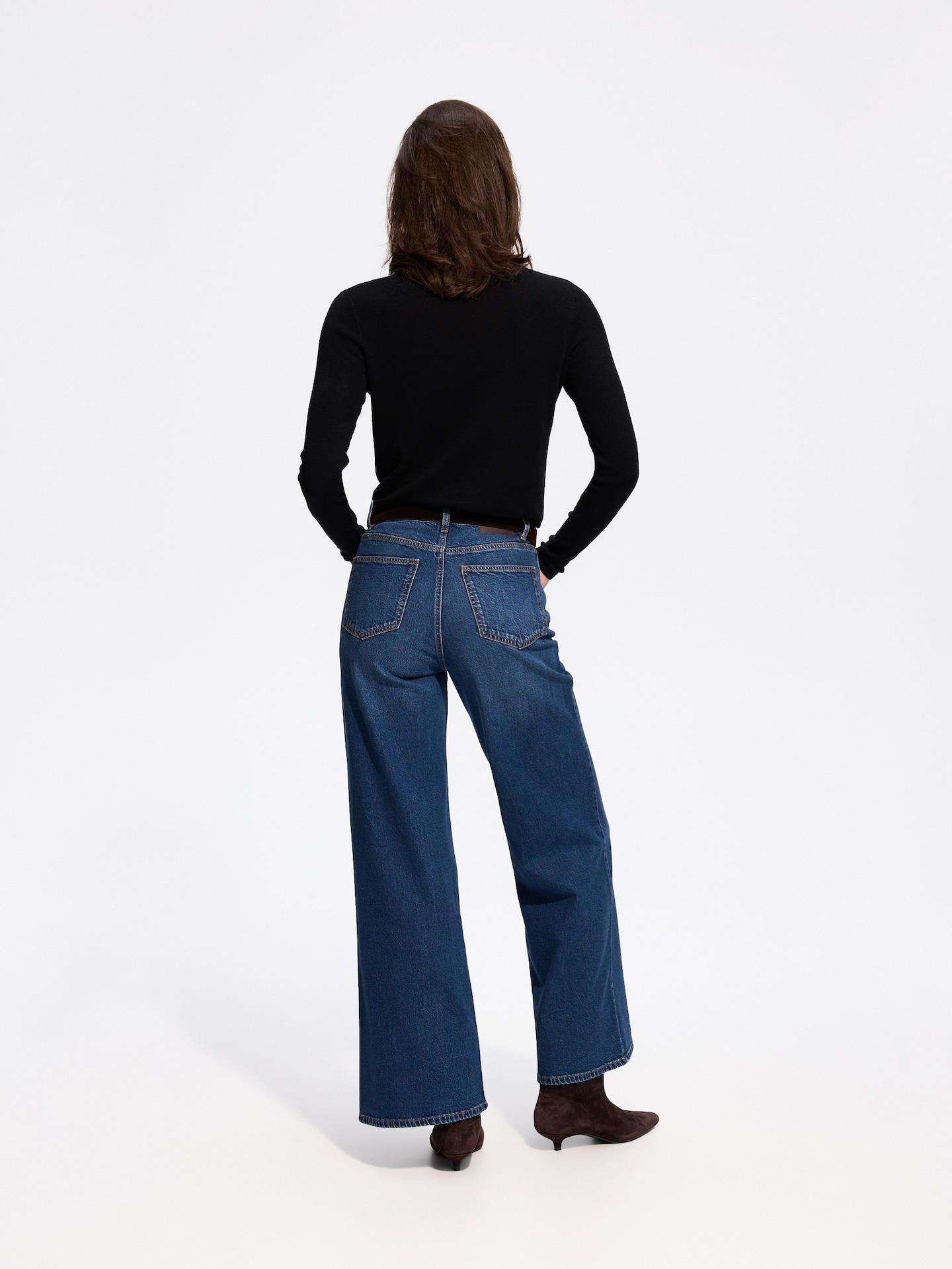 Blue Wide Leg Jeans With Lyocell, Navy, medium