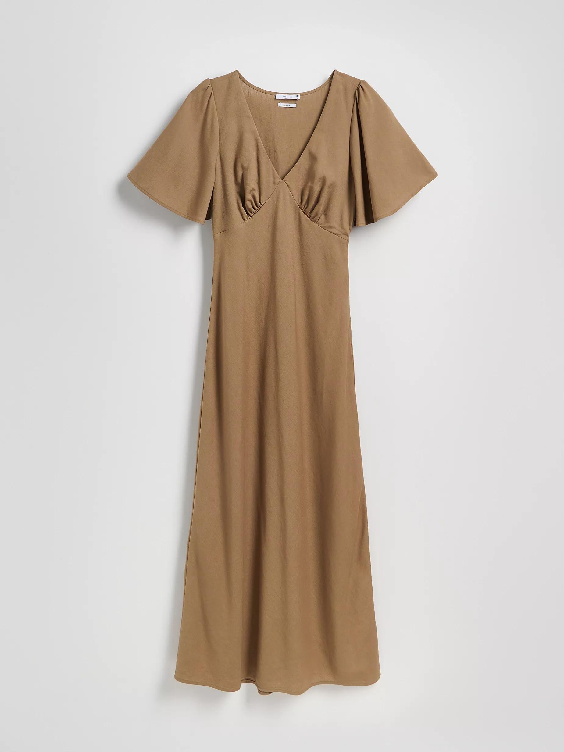 Green Linen Rich Maxi Dress, , large image number 0