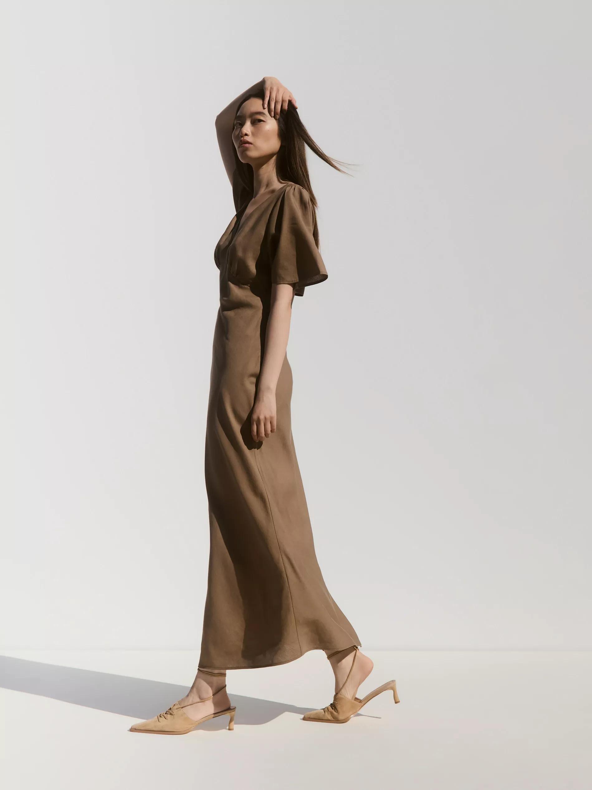 Green Linen Rich Maxi Dress, , large image number 3