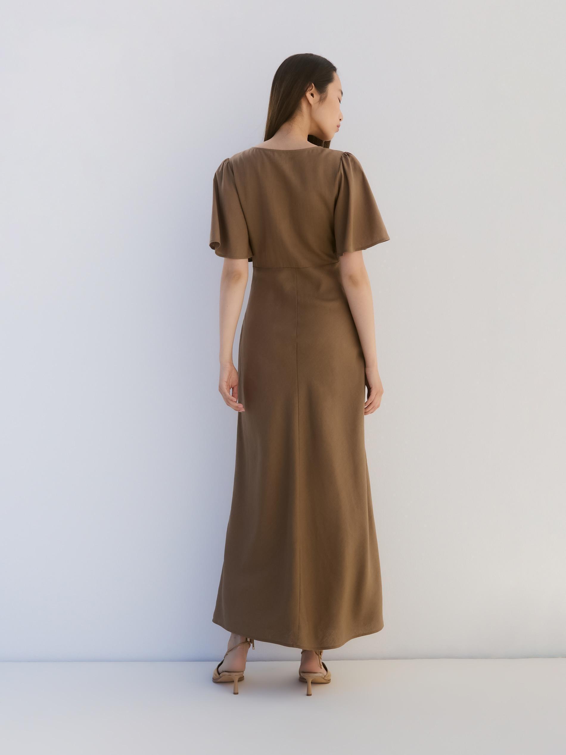 Green Linen Rich Maxi Dress, , large image number 4