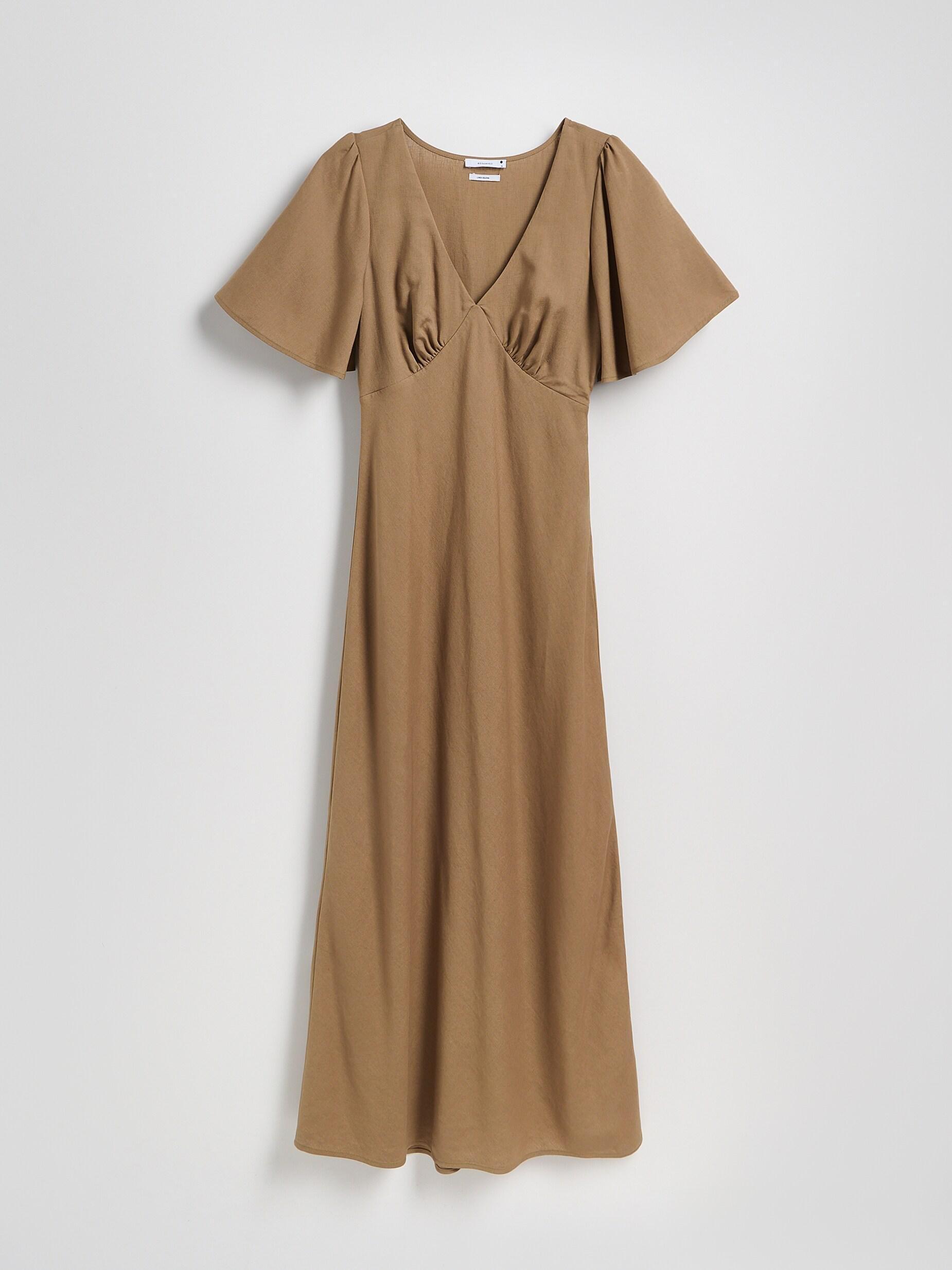 Green Linen Rich Maxi Dress, Green, large image number 5