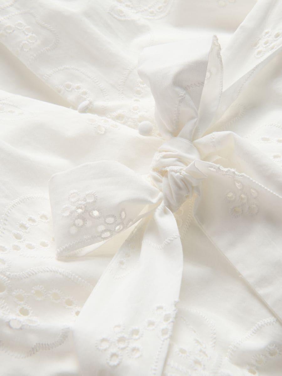 White Openwork Mini Dress, , medium