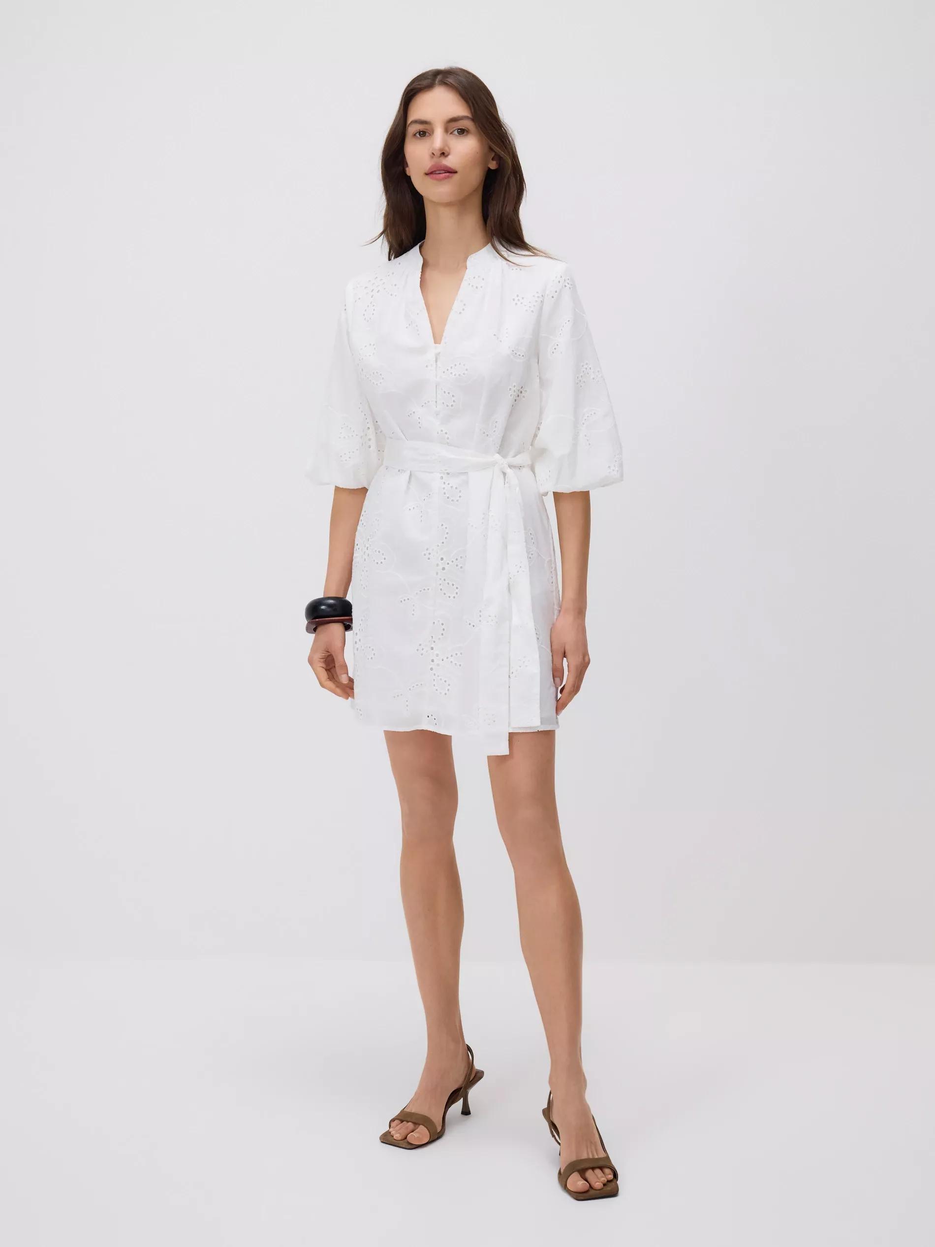 White Openwork Mini Dress, , large image number 1