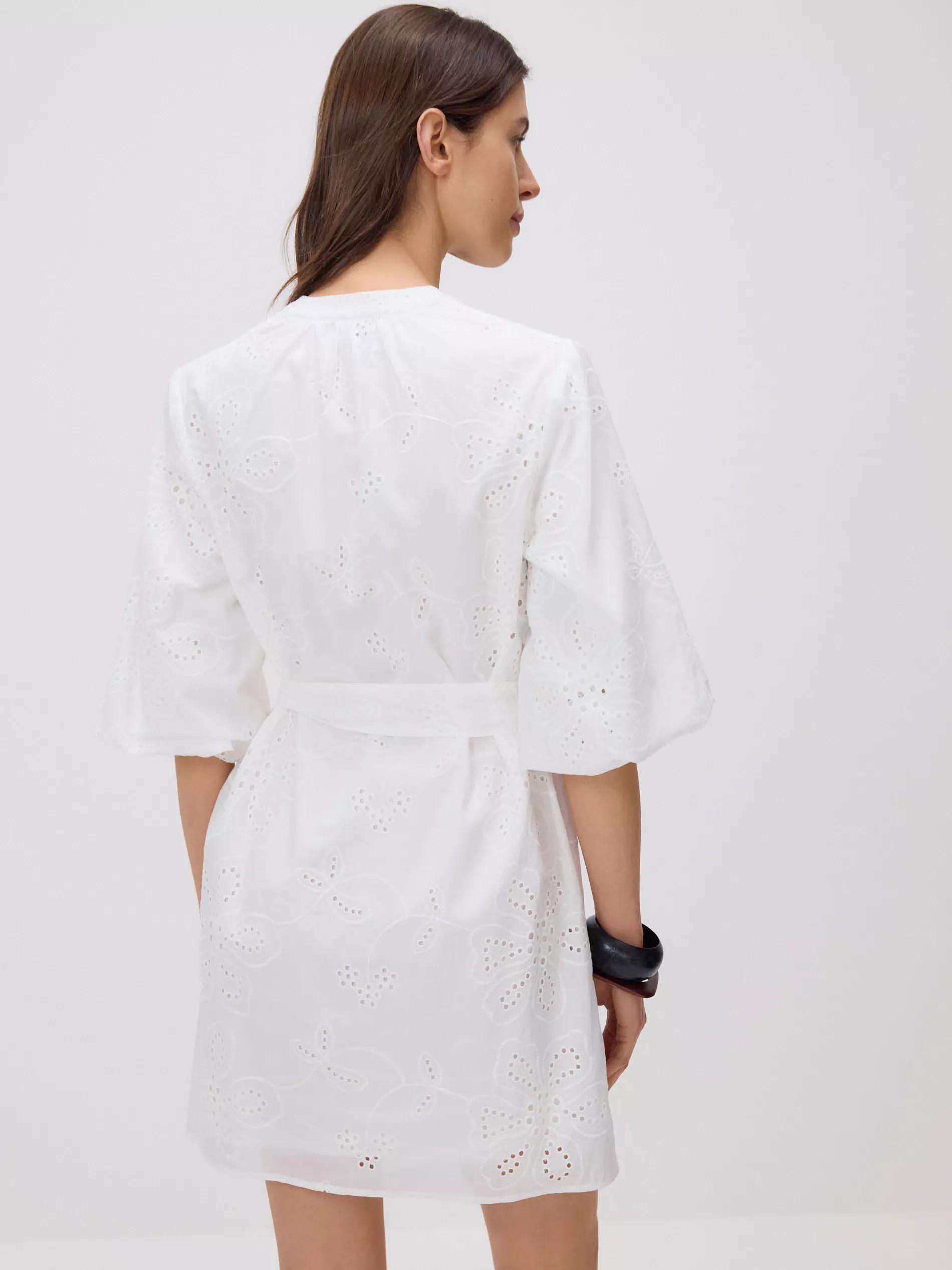 White Openwork Mini Dress, , large image number 2