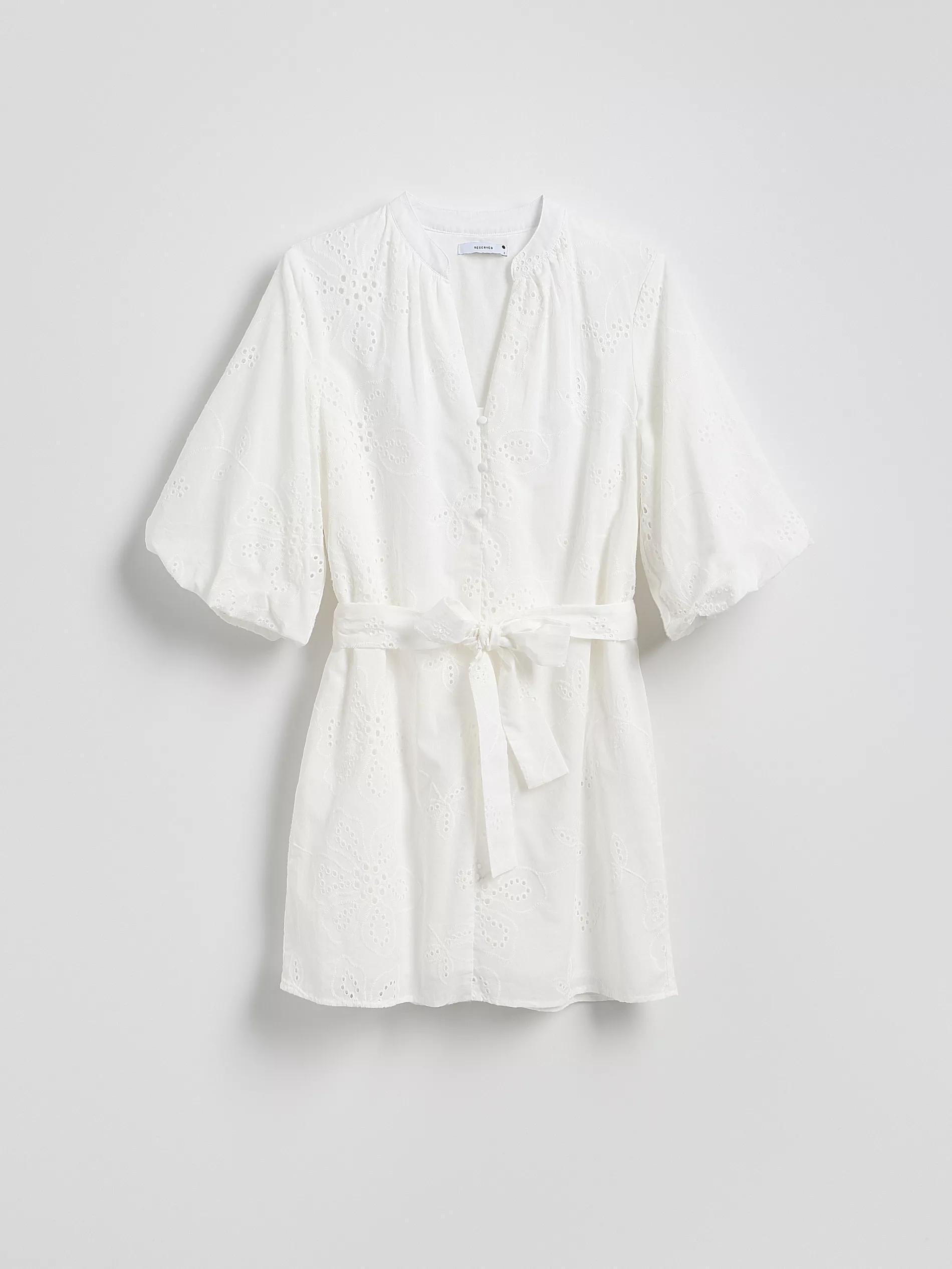 White Openwork Mini Dress, , large image number 3