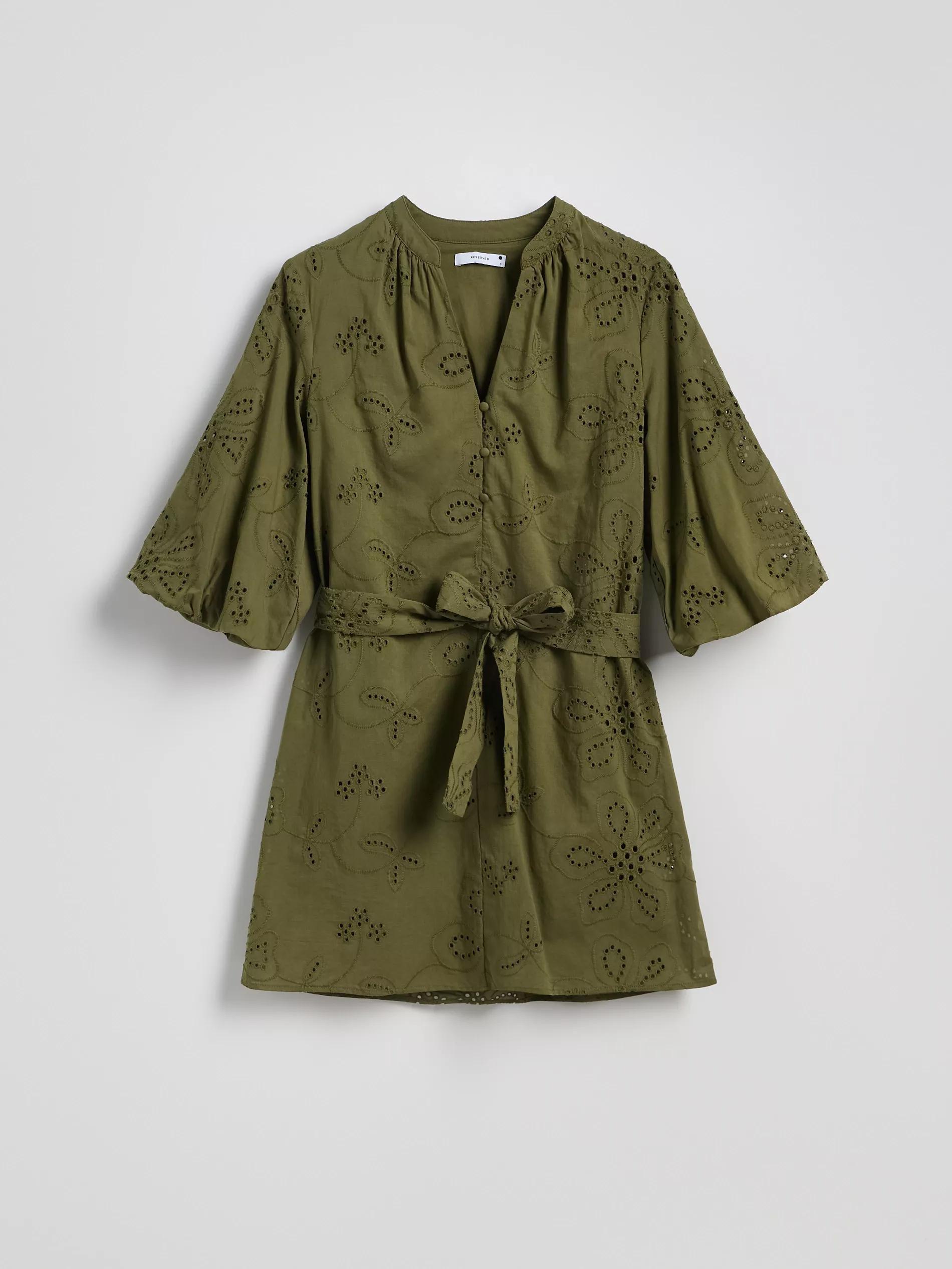 Green Openwork Mini Dress, , large image number 3