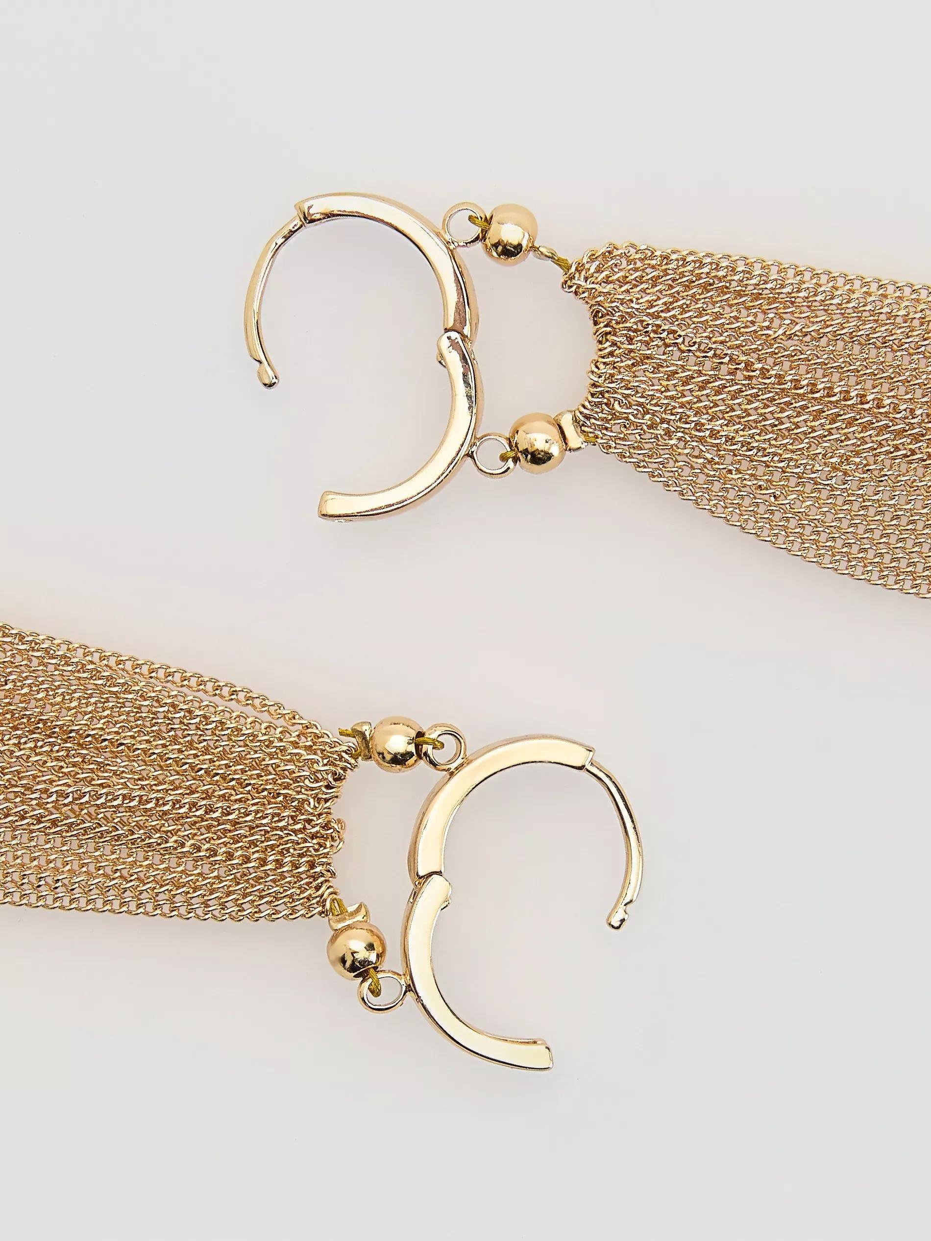 Golden Dangle Earrings, Golden, large image number 2