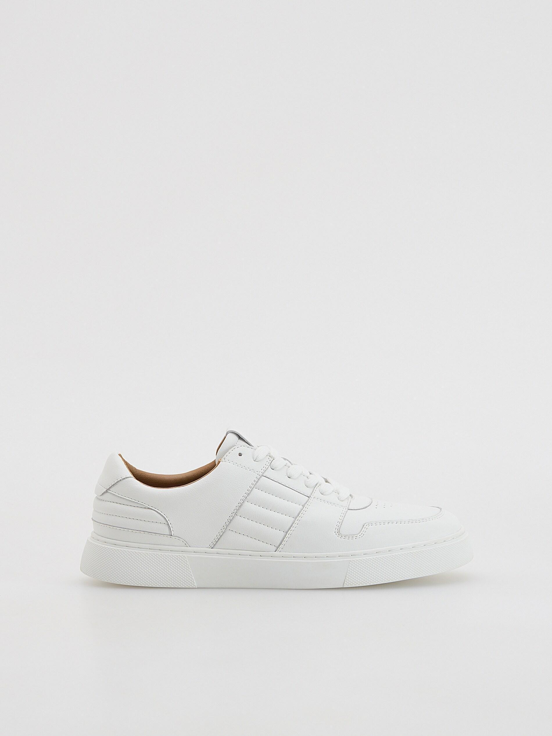 White Leather Rich Sneakers, White, large image number 0