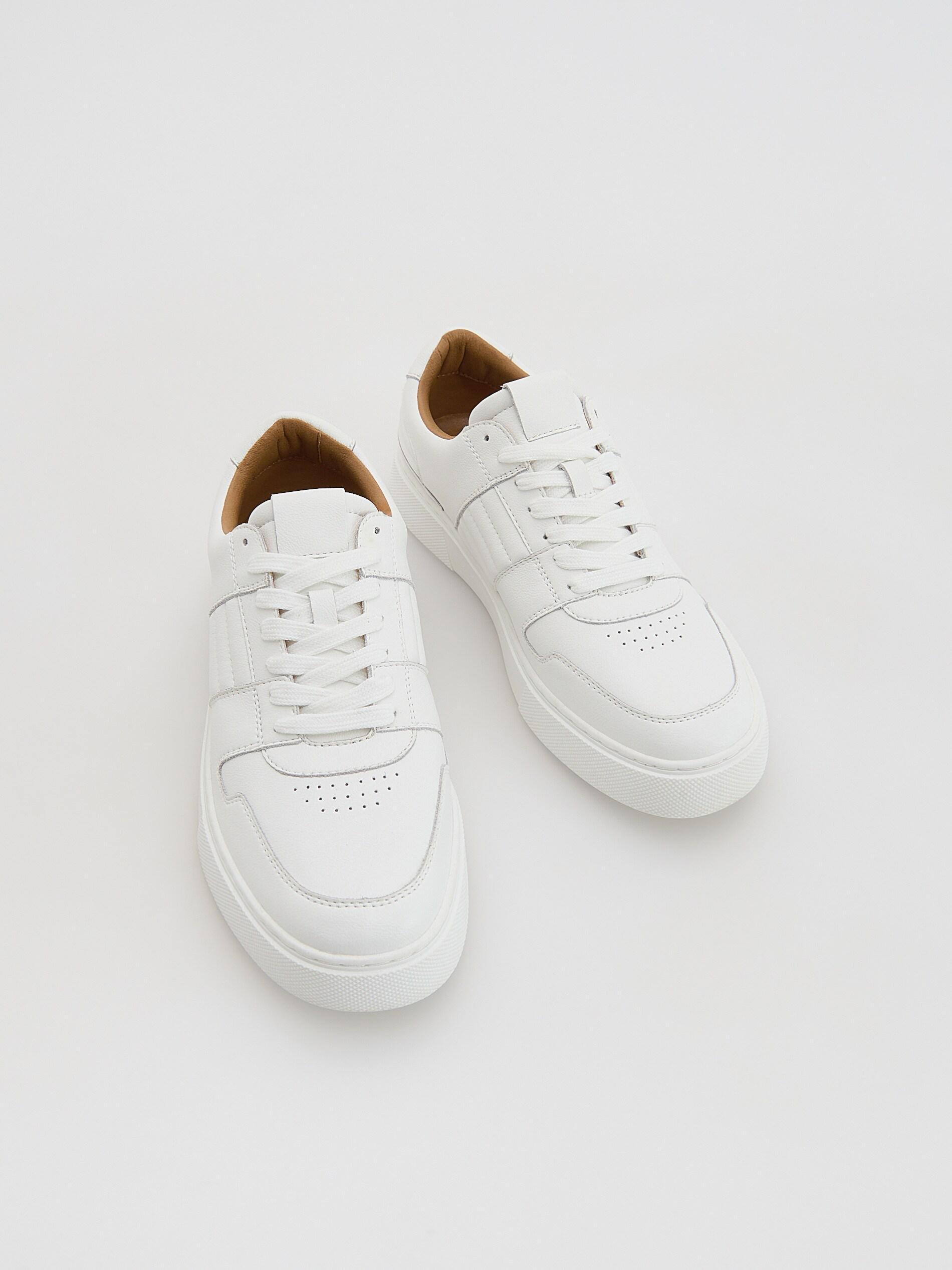 White Leather Rich Sneakers, White, large image number 1