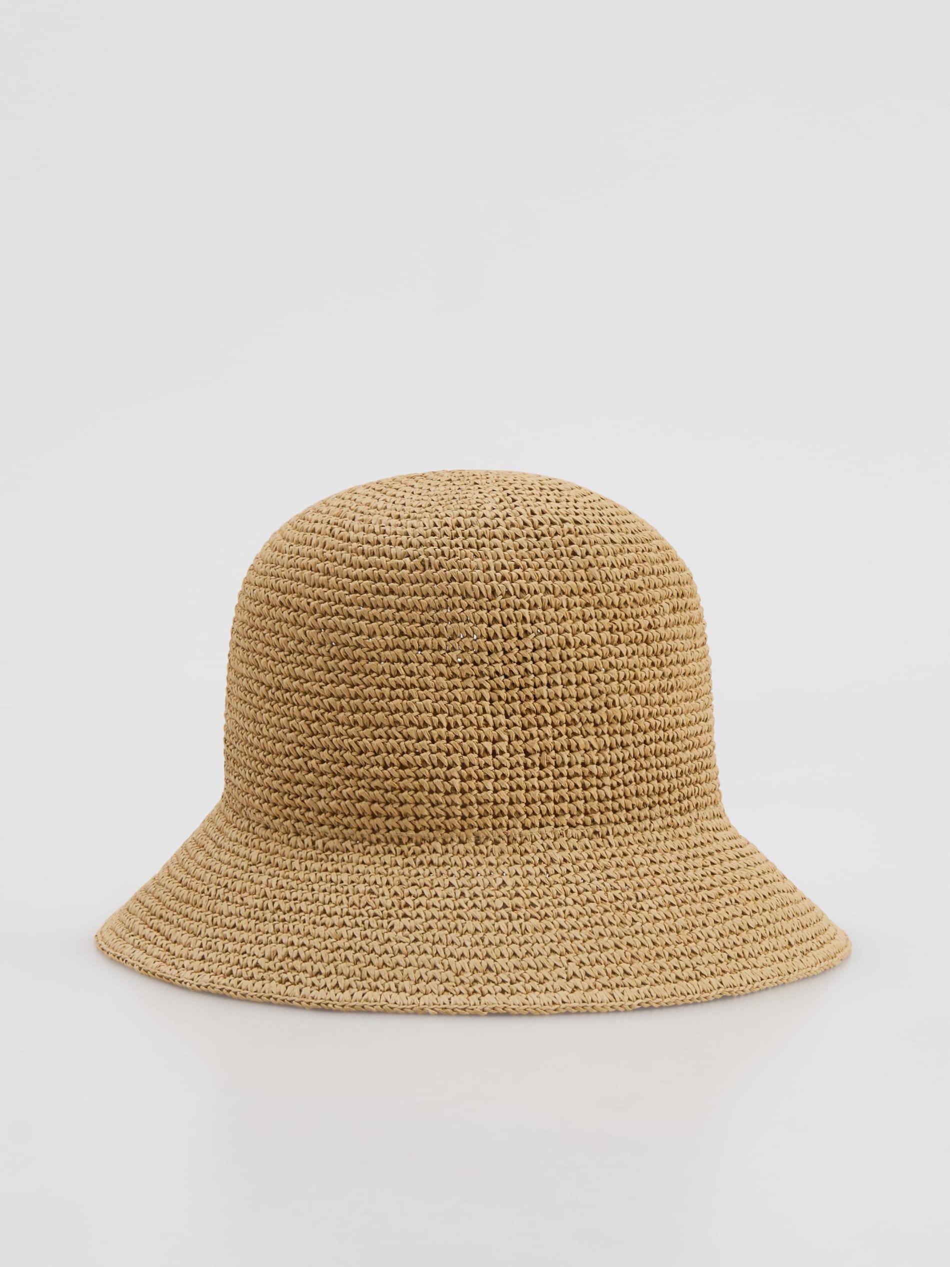 Beige Straw Bucket Hat, Beige, large image number 0