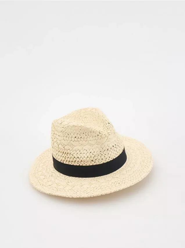 Beige Woven Hat, Ivory, large