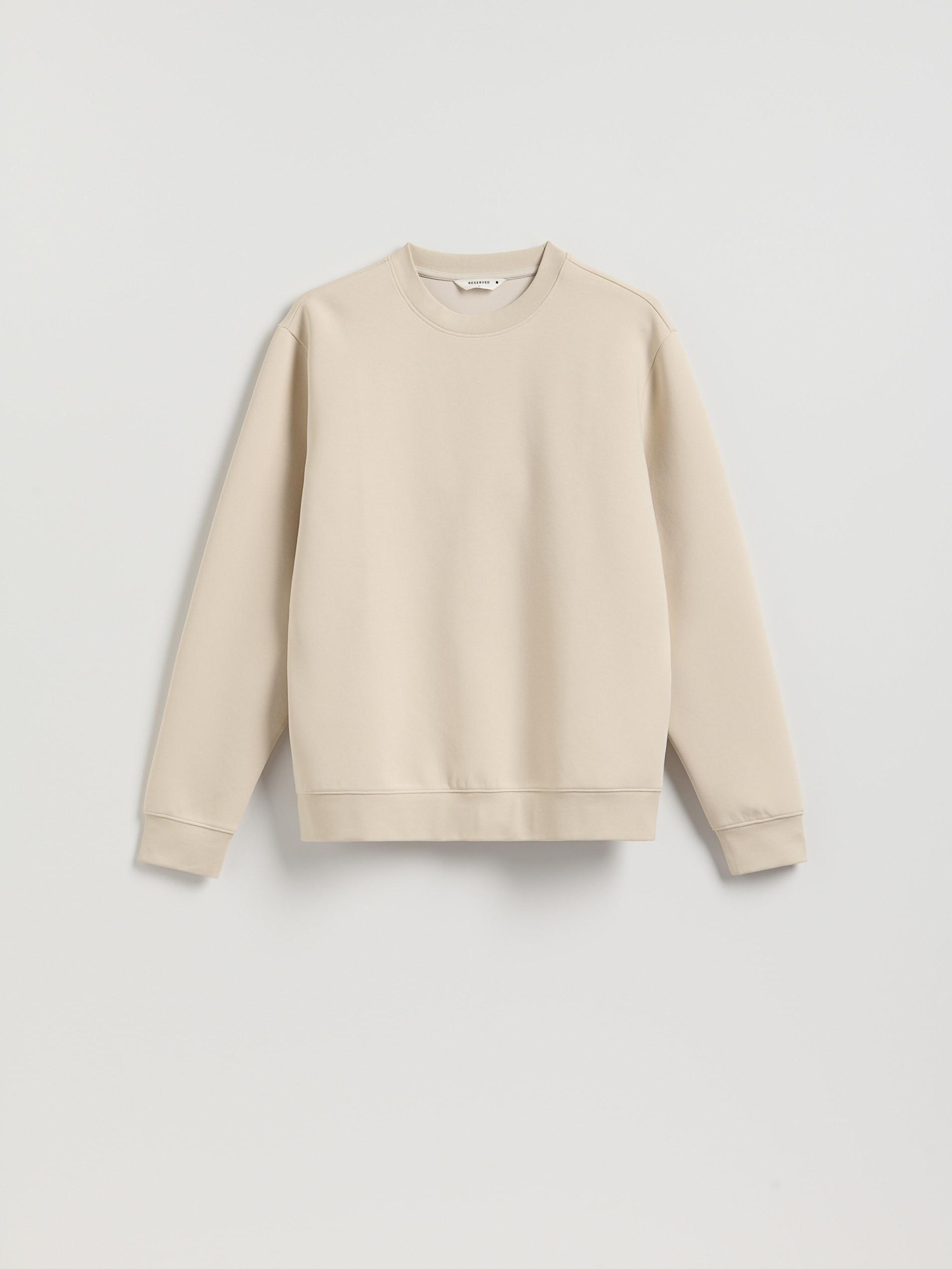 Beige Regular Cotton Sweatshirt, Ivory, medium