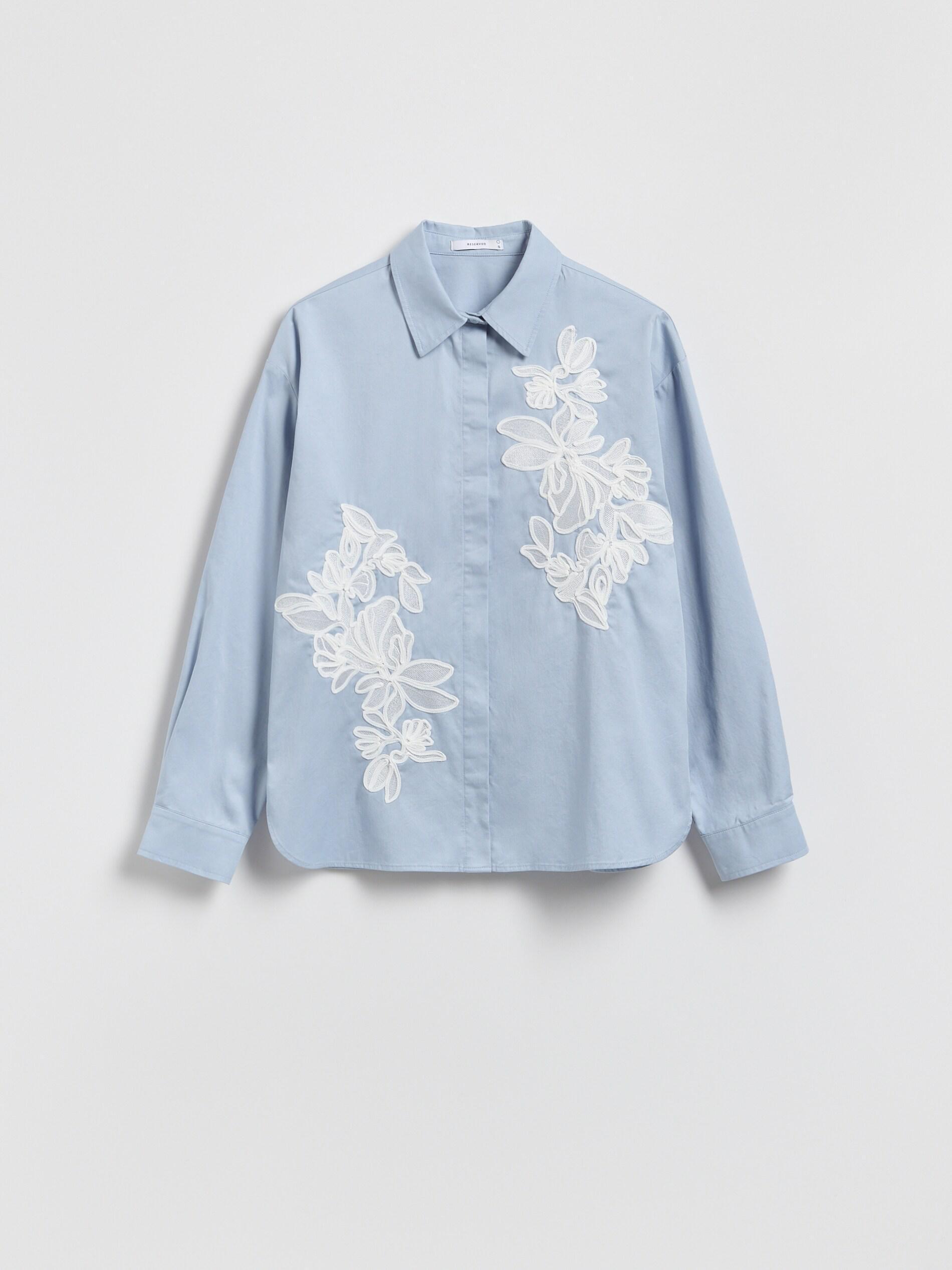 Blue Blouse With Embroidery, Blue, large image number 4