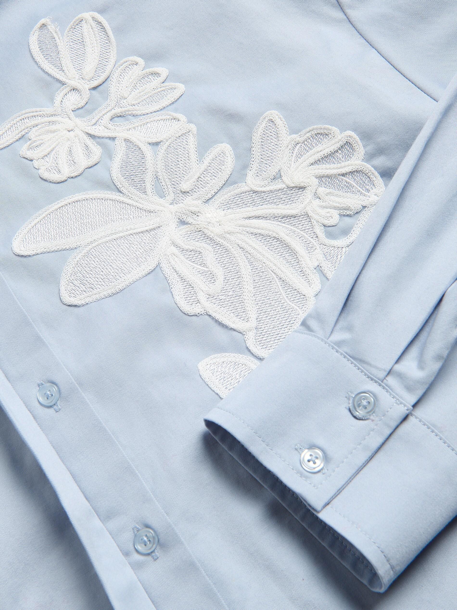 Blue Blouse With Embroidery, Blue, large image number 5