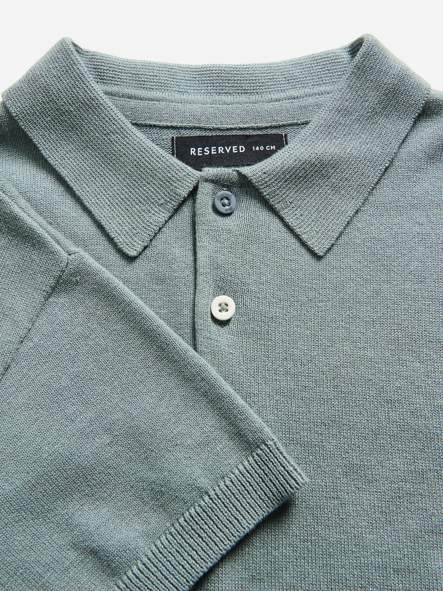 Blue Polo Jumper, Turquoise, medium